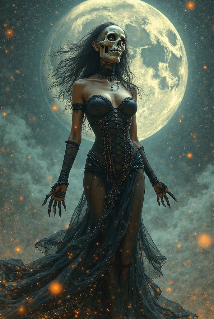 creepy, full moon, fantasy, skeleton bride, solo, wedding, rose, tombstone mobile wallpaper, psychedelic, ((masterpiece, high resolution)), dubbing, Pinterest, Instagram posts, ((8k, high detail)), dark lightning, ((line art)), (man type), broad shoulders, hard trance