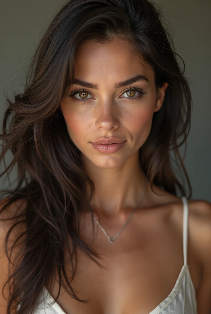 jolie belle brune, porte un pyjama entier ,tout le corps, angle parfait, very detailed, 32 ans, visage affectueux, long messy hair, yeux marrons, high resolution, chef-d'artwork, best quality,intricate details, very detailed,Sharpness, detailed skin,Realistic skin texture,texture, detailed eyes, professionnel, 4k, sourire, shot with Canon, 85mm,faible profondeur de champ,couleur de vision kodak, eye shadow, Extremely detailed, photo_\(Ultra\), photoRealistic, Realistic, Post-traitement, maximum detail, roughness, vrai vie, Ultra Realistic, Photorealism, la photographie, 8k euh, la photographie, sans soutien-gorge, slot machines