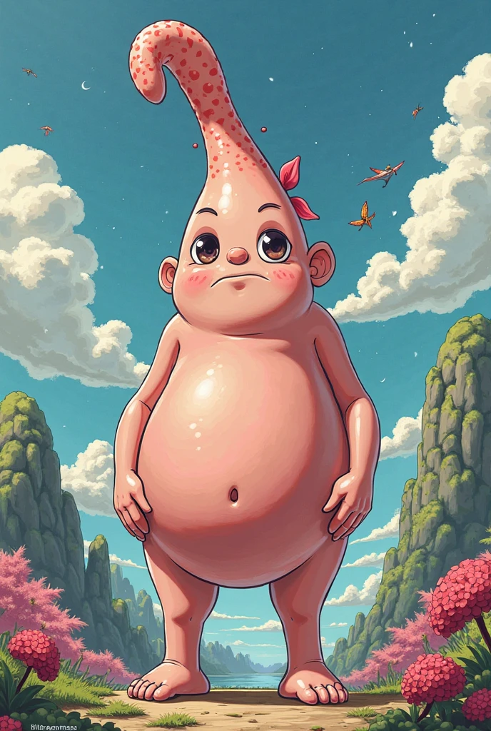 masterpiece, beautiful, 4k, detailed, intricate details, brown hair, long brown pigtails, long flowing pigtails, soft blue eyes, soft smile, slight smile, hands back, standing on the balls of her feet, 1girl, rocking, small sized breasts, cleavage, facing forward, naked, totally naked, full body exposed, pink nipples, small nipples, without any clothes, small butt, vagina showing