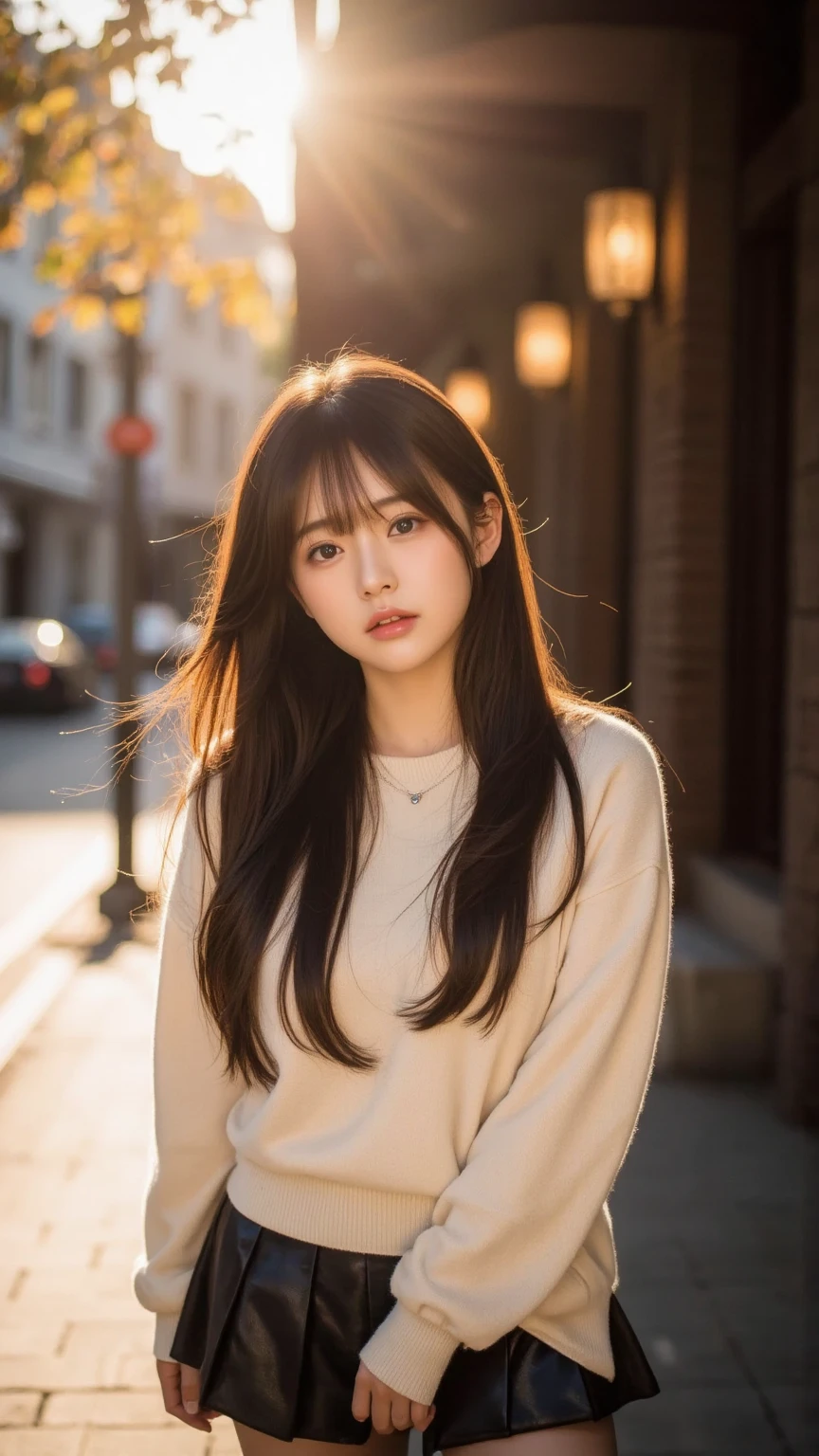 （３２hair,High detail,High details,High resolution,high density,alone,：1.6）,（A realistic person々,Live Action,Detailed eyes,High resolutionの目,Beautiful Eyes,eyes similar to them&#39;come back to life,Beautiful dark blue eyes,Fishing eyes,Lip details,Clear white skin,Realistic face in every detail：1.3）,（Japanese ID,Korean Idol,Japanese Model,Korean Model：1.2）,（Blushing,Natural Makeup,necklace,Earrings：1.4）（hairnee-length skirt with deep cut,White lace blouse,high heel red pumps,Business Casual Fashion：1.6）,（Shapely breasts：1.5）,（Although he is young、Very beautiful and elegant Japanese々１6 years old ,Cute eyes,Laugh a little,Backwards,looked back,looking at the camera,Fashion Leader,Business Girl,,Soft Skin,Unforgettable Eyes,Her eyes are so beautiful,Business Fashion Skirt Skirt：1.6）,（Please show me your whole body,Show off your whole body fashion：1.6）