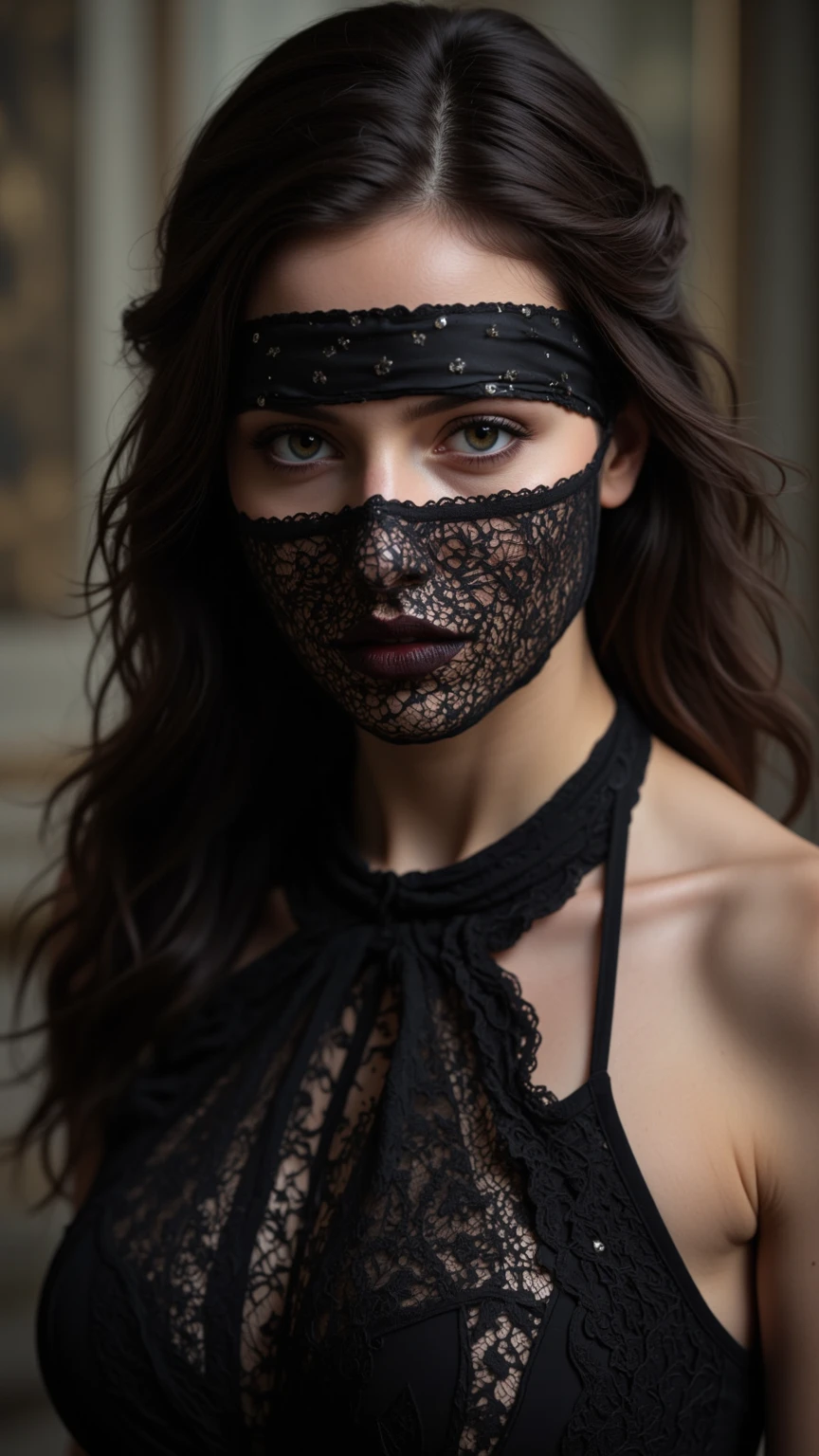 1girl in, 30 years old, Square face, Long hair, Looking at viewer, jewelry, Realistic, Sexy, devil costume - with wings, hell gate - lava, free pose