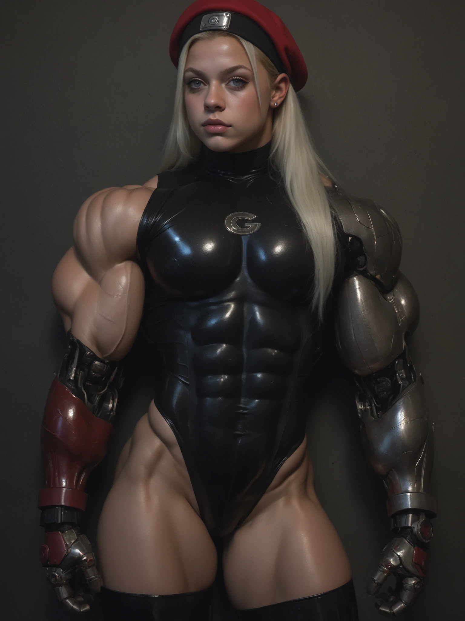 (1 girl:1.25), (cara delevingne:1.25), young girl, masculine physique, seductive face, seductive look, long pink hair, perfect muscular body, super skinny legs, ?????, ?????, femboy, (huge muscular arms:1.25),