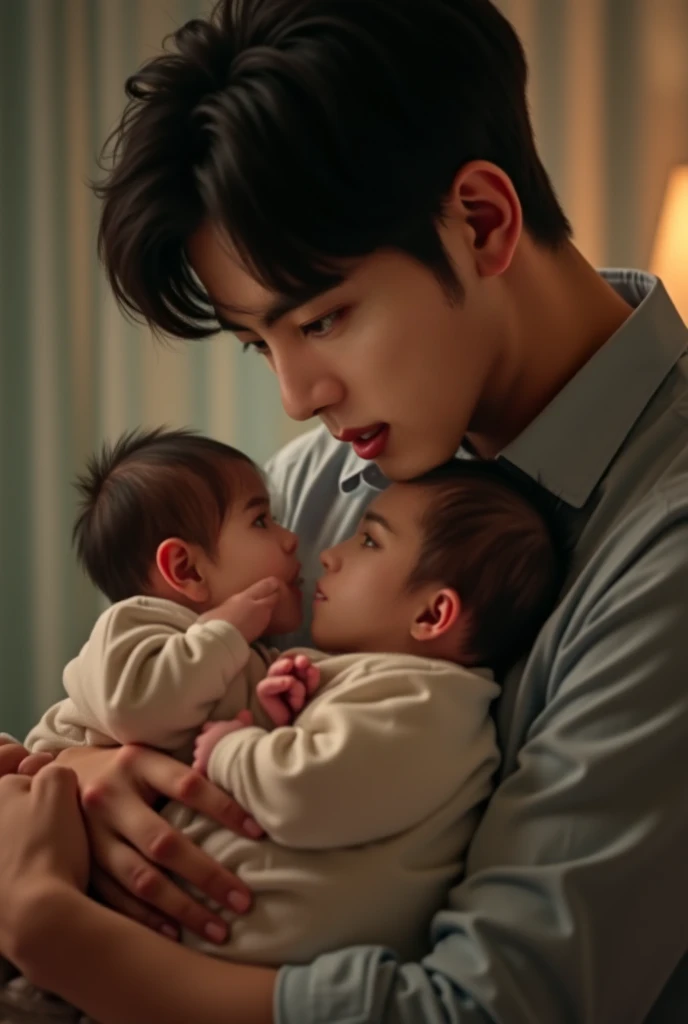 Create a picture of taeju with a baby 