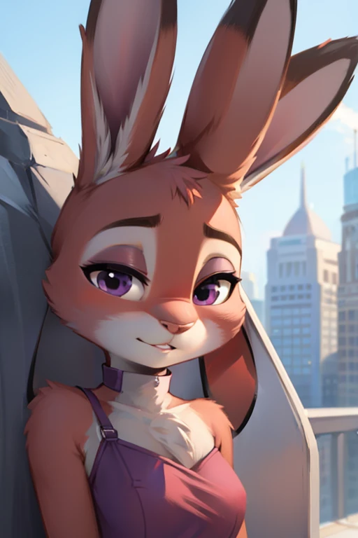 best quality,
masterpiece,
super detail,
3D,
Portrait,
fun atmosphere,
furry woman,
anthropomorphic female,
bloom office, 

(Face is JudyHopps:1.4),
(straight hair:1.3),
(wispy bangs:1.3),
bright purple eyes,
(arched eyebrows:1.4),
(uplift eyebrows:1.1),
(rabbit ears:1.1),

Body is NamiFinal, 
Body covered with rabbit fur,
(body is gray with fluffy and fluffy:1.3),
(skin is wool fabric with fluffy and fluffy:1.3),

office lady is wearing suit,
((White blouse)),
((Black skirt)),
clothes made of cotton,

(solo:1.5),
(1 lady:1.5),
one character only