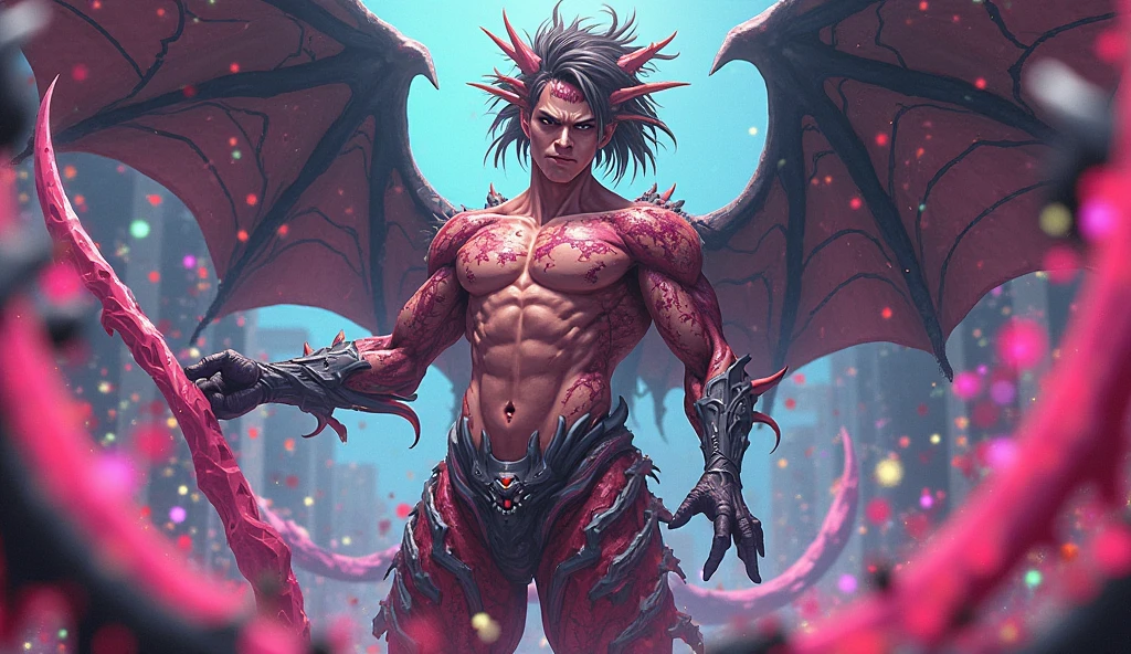 score_9, score_8_up, realistic, rating_questionable, bif,  evening, 
<lora:MonsterGirlXL_P6_lokr_V43P1NF:.8> 1boy, solo, wings, horns, pectorals, tail, red eyes, demon boy, pointy ears, short hair, thighhighs, large pectorals, crossed legs, cleavage, sitting, hair over one eye, white hair, demon tail, monster boy, demon wings, simple background, white background, looking at viewer, blush, full body, gloves, boots, center opening, jewelry 
, muscular male, glossy skin, bara, mature, male, handsome, <lora:egg_leonard-04:.5>, <lora:style_Concept Art DarkSide Style LoRA_Pony XL v6:1>