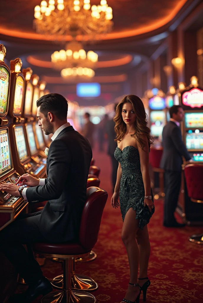 Woman playing blackjack at a casino、Man with gambling addiction、Get into debt and gamble、Bloodshot eyes、Sweating profusely、grinding teeth、My hair is messy、Mentally unstable and excited、Clothes are disheveled、my hands are shaking、Comical expression