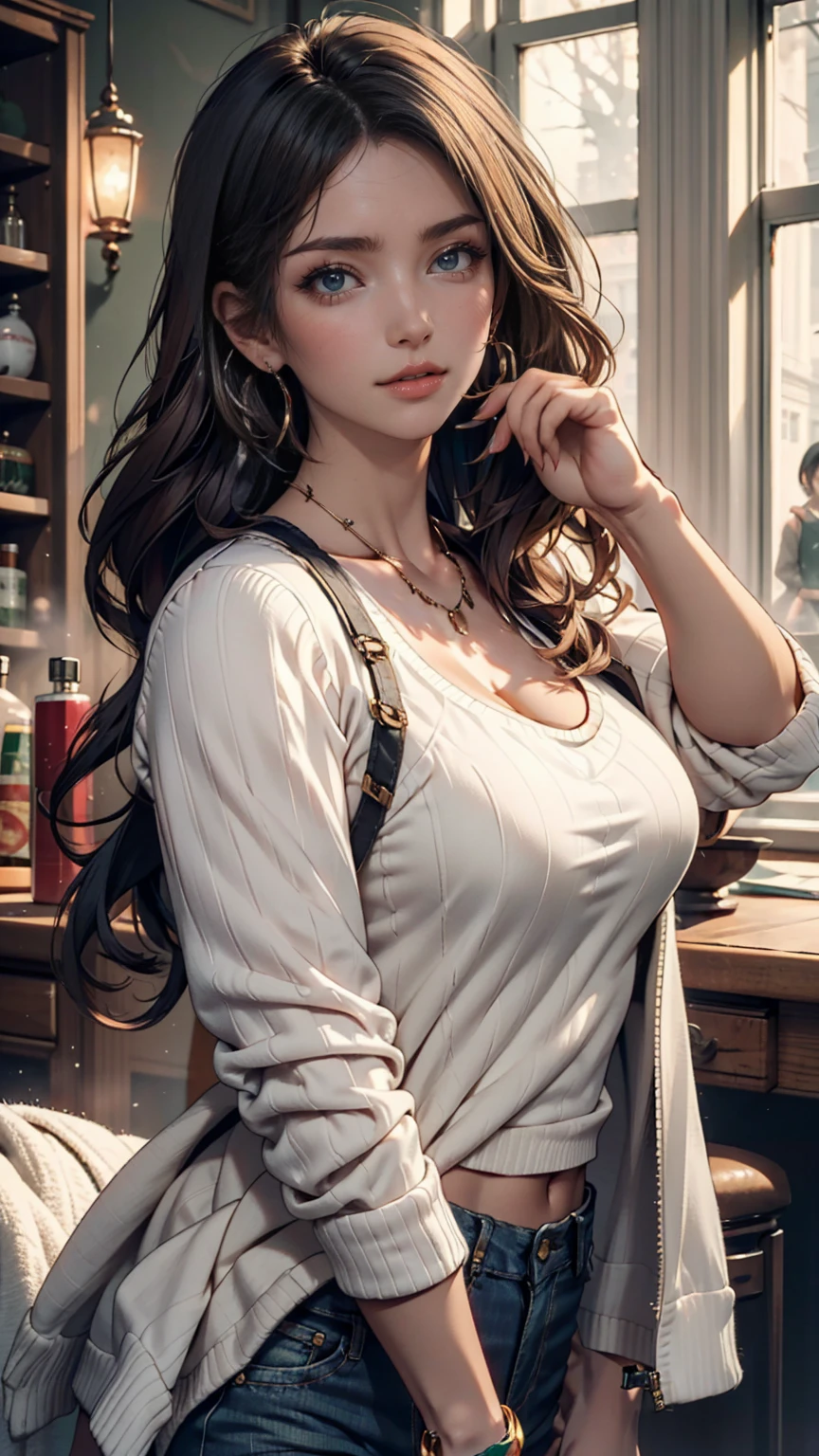 glamour photo of Sookyoungdef, (korean beauty, korean mixed:1.2), (masterpiece, best quality, cowboy shot, looking at viewer, realistic LUT, cinematic LUT, 8k, RAW photo, dslr, realistic, ultra high res:1.2, delicate, colorful, vibrant colors, amazing scene lighting, light_on_front_face:1.3, bokeh), (ulzzang-6500-v1.1:0.4), (pureerosface_v1:1.1), <lora:manhwa_braveNewWorld_yooSookYoung_v10:0.7>, (detailed face:1.3, big eyes, eyeshadow, long eyelashes, red lips, eyes_smile, blush, evil smiling), (detailed skin:1.3, Glossy skin + Shiny skin:1.4), (black hair, long hair, straight hair:1.3), (stud earrings, lace choker, necklace, gigantic breasts:1.2, cleavage, narrow waist:1.1, abs, thick thighs:1.3, long legs, slim legs, garter straps, garter belt,), (Crisp white button-up shirt with black dress pants, Queen, Tall, Wide Hips, Round Face, Olive Skin, Golden Blonde Hair, brown Eyes, Short Nose, Thin Lips, Round Chin, Long Hair, Straight Hair, Wavy Updo, round breasts, Clip-on earrings, rust, velvet lipstick, one arm above head, hands on head), (A bustling, 1990s Seattle coffee shop), <lora:animeLeges:0.2>, beautylegs, <lora:envy_betterhands_beta2:1.2>, <lora:red2white_lineWeightsAdjuster_v10:0>, <lora:add_sharpness:1>