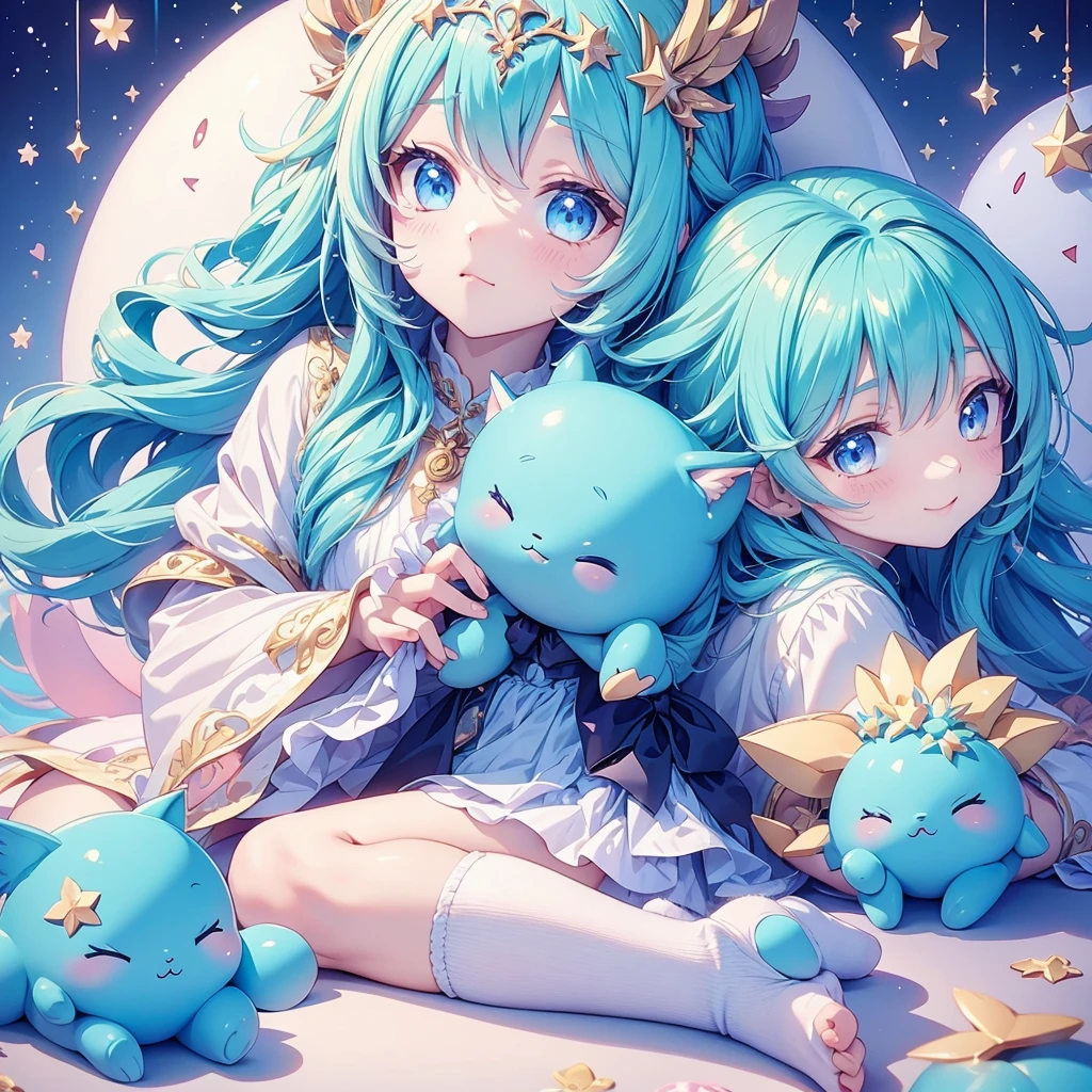 Star Fairyで白くて青いかわいい幻想の生き物、Star Fairy、stuffed toy、cg,stuffed toyにフォーカス、stuffed toy