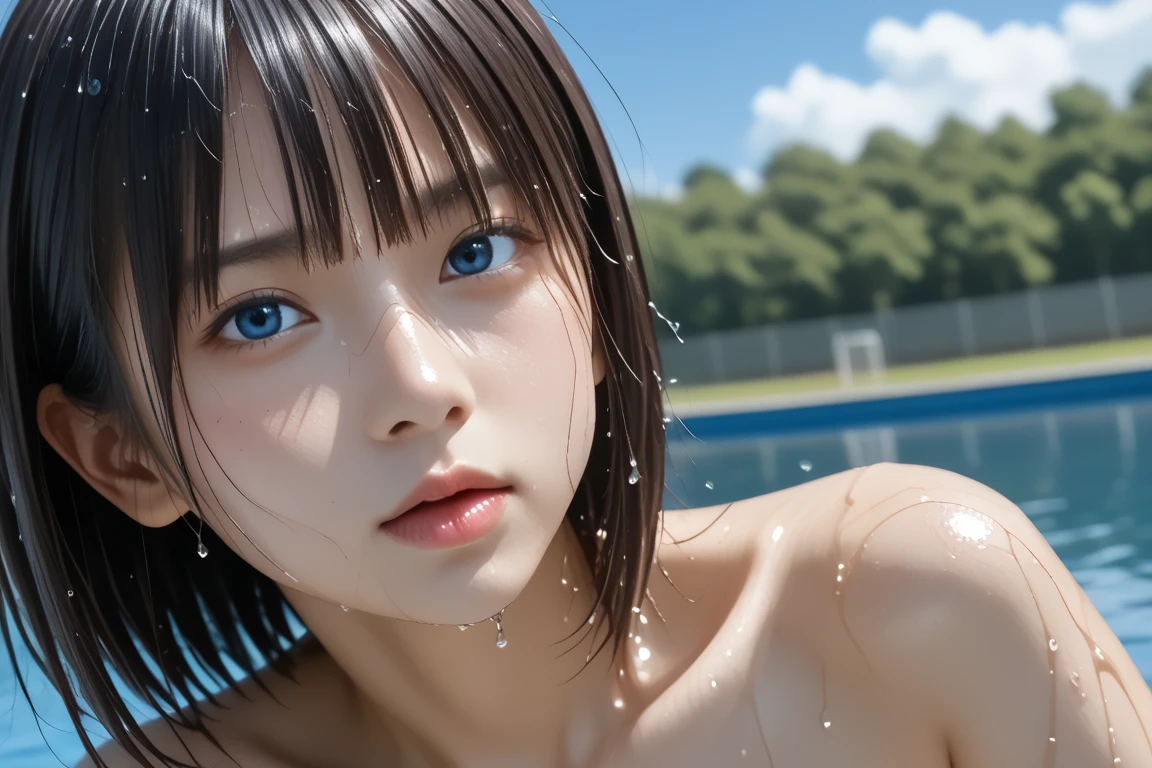  (smile, wonderful, Open your mouth)(Blowjob)(((Blowjobチオ)))(nude) (((By the pool)))、20-year-old gravure model、Perfect body、1 Girl、alone、Micro Mini Ultra High Leg 、masterpiece、Highest quality、Realistic、Hyper Detail、(Shiny skin)、Absurd、Looking into the camera、black eye:1.8、thin、Dynamic Lighting、High resolution、Sharp focus、Written boundary depth、Beautiful Eyes、Beautiful big eyes、black eyes、(Beautifully erect nipples)、(Big Breasts :1.4, Saggy breasts:1.5)、(thin thighs:1.2)、、Troubled eyebrows、(blush)、Twin tail hair, smile,  Under the eyes, (smile, wonderful, Open your mouth)(Blowjob)(((Blowjobチオ)))