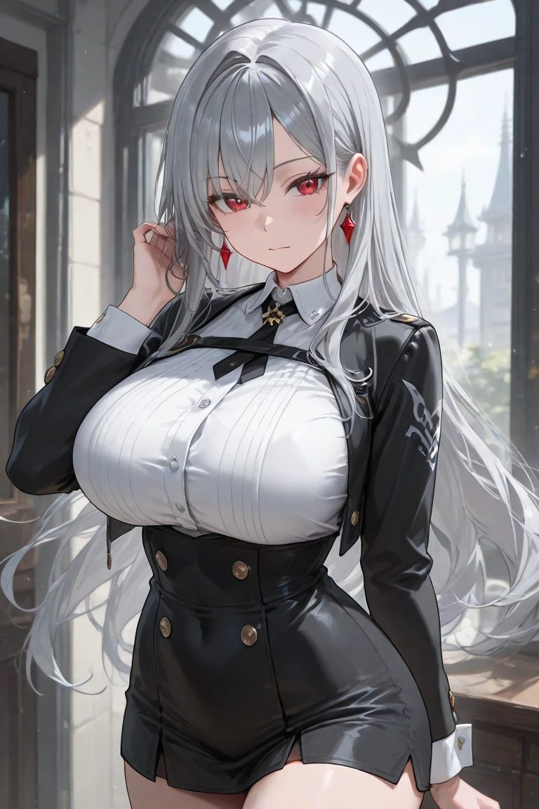 sfw, <lora:arlecchino-v2:0.9>, (arlecchino(genshin impact), x-shaped pupils, black_eyes, red pupils:1.2), (view from below:1.0), (atmospheric perspective:1.1), dynamic angle, looks at the viewer, perfect face, 40 years old woman, (model naughty face, sensual very plump lips, perfect proportional body, slime waist:1.1), (medium_perky_breast_size:1.0), cleavage, Hasselblad, teasing, (walking the streets of the:1.2), Miami City, Ocean Drive, South Beach, ocean, coastal area, in the quarter of the city with expensive stores, cityscape at sunset, attractive stunning woman, wgite hair, (streaked hair:1.1), (single very long braid:1.2), bouffant_Hair_Volume_Blowout short hairstyle, (lace blouse, high waist pants, white tight fur-trimmed tailcoat, luxury_Thick_Belt:1.2), (jewelry, big cross earrings:1.1), (dynamic sexy action pose:1.2), designer outfir, woman_wearing a Haute_Couture, (dominatrix_strong_businesswoman_film-star:1.1), (latex femdom bdsm businesswoman boss clothing style:1.2), 
8K, highres, (ultra highres, intricate details:1.2), (best drawing:1.4), (masterpiece:1.6), (Best quality:1.4), (ultra detailed), (extremely detailed:1.2), (8k:1.2), (diffuse lighting:1.2), (sharp focus:1.2), (film grain:1.2), <lora:add_detail:0.5>,