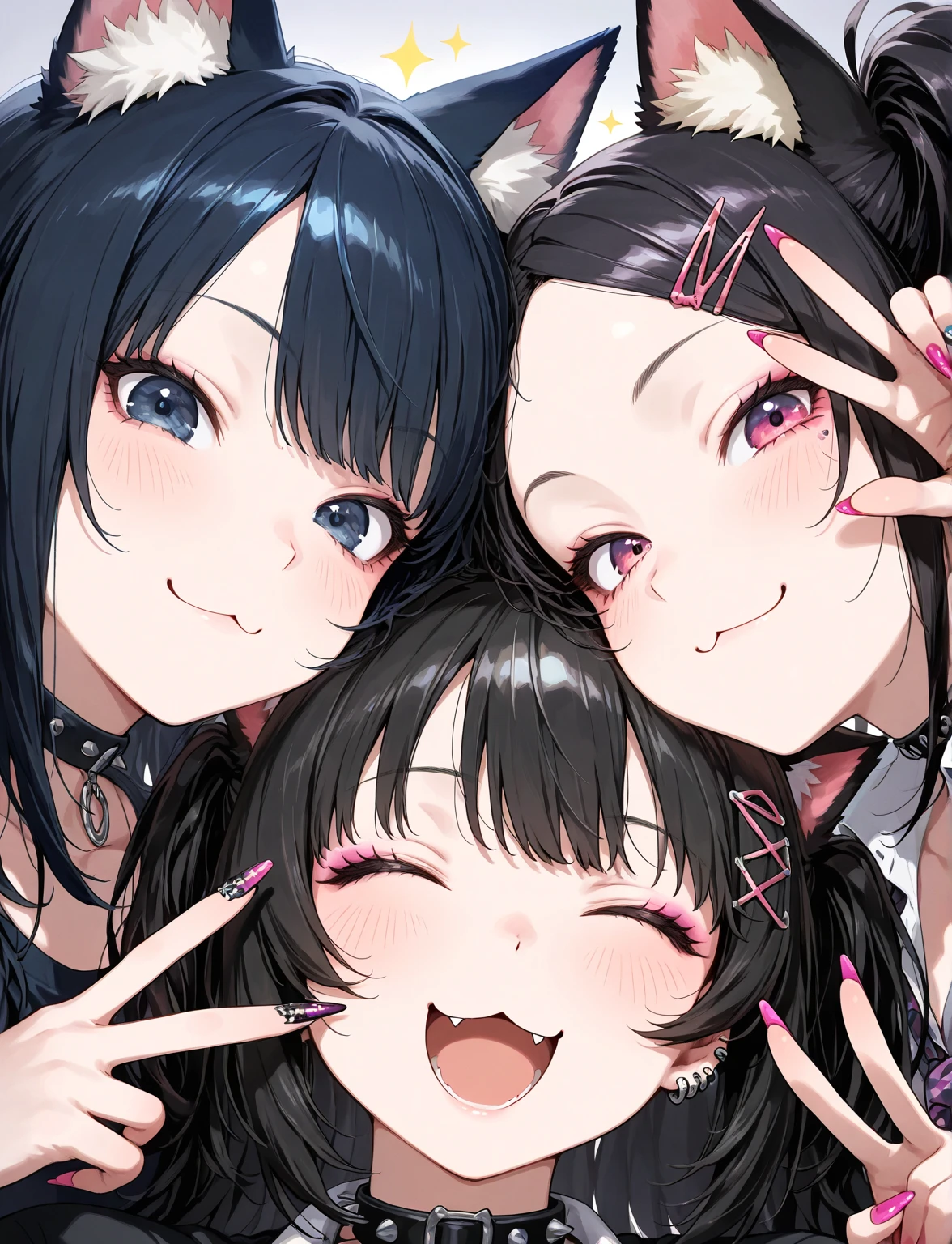 3woman,blowjob,3woman side by side,black hair,short hair,tongue out,sweaty,blushed,suffering,bukkake on face,,at nightclub,girls licking 1penis,from above,bukkake on face,cum splashing,