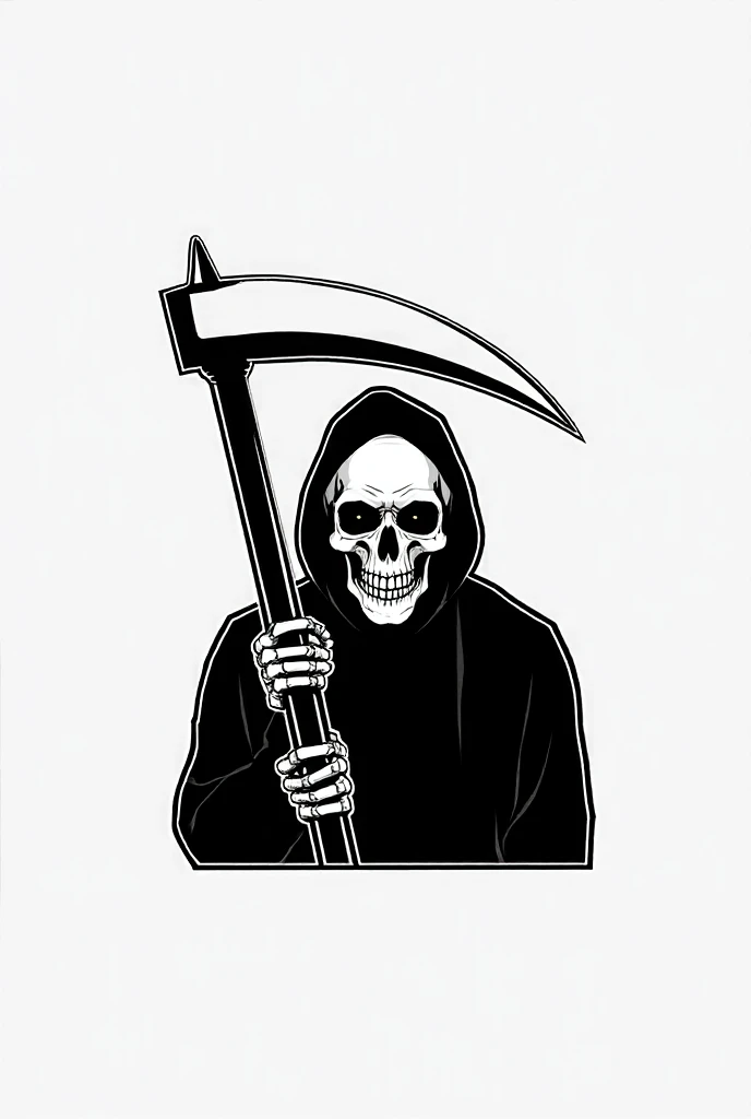 grim reaper, sticker style, white background, cartoon style