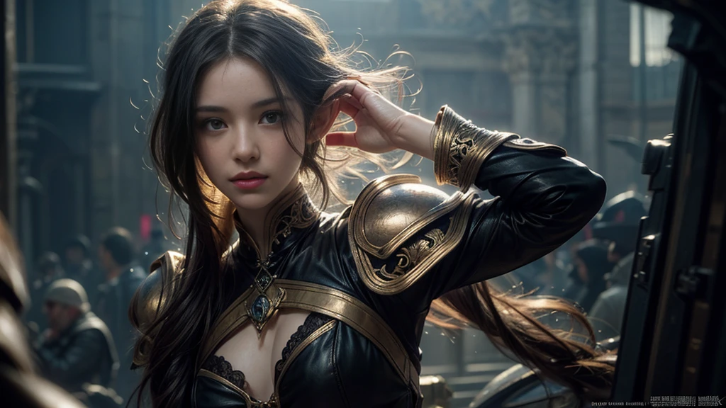 (High resolution、masterpiece:1.2)、Super detailed、(Photorealistic:1.37)、SF、Adventurer、Explore ancient ruins、Gorgeous detailed face and figure、Ideal proportions、Big Breasts、Beautiful long straight hair tied in a braided ponytail、blonde、Dynamic pose、Dynamic angle、treasure hunter、interstellar background、Advanced technology、Glowing Light、Extraterrestrial relics、Exciting action、Breathtaking landscapes、Amazingly detailed alien architecture、Ethereal colors、天bodyの雰囲気、Out-of-this-world scenery、laser weapon、Intense emotions、Adrenaline-pumping adventure、Thrilling suspense、Action-packed quests。Distant future、A young and beautiful woman、見事な特徴と完璧なbody型で、大胆かつ恐れを知らないtreasure hunterとして描かれ、Explore the depths of ancient extraterrestrial ruins in outer space。This work、信じられないほどのHigh resolution（highest quality、4k、8k、High resolution、masterpiece：1.2）とSuper detailed（Photorealistic：1.37）Proud of its depiction of、The face of the hero、body、Captures every intricate detail of the surrounding environment。SFジャンルに重点を置いたThis work、Advanced technology、魅惑的なinterstellar background、Introducing the scenery of another world。キャラクターのDynamic poseと角度が、It adds energy and a sense of adventure to the scene.。彼女の長く美しいblondeの髪は細心の注意を払ってポニーテールに編み込まれており、Enhances aesthetic appeal、全body的な外観に優雅さを加えています。treasure hunterとして、She encounters various relics and ancient structures。それらは絶妙なディテールでEthereal colorsで描かれ、The celestial atmosphere captivates the audience.。In this work、The protagonist engages in a thrilling quest、It also features intense emotions and adrenaline-pumping action as you face dangerous challenges.。laser weaponと未来的な要素がSFの雰囲気を醸し出し、視聴者に視覚的に驚異的で没入感のあるbody験を提供します、mynatalee woman、cr1r3、natural breasts、