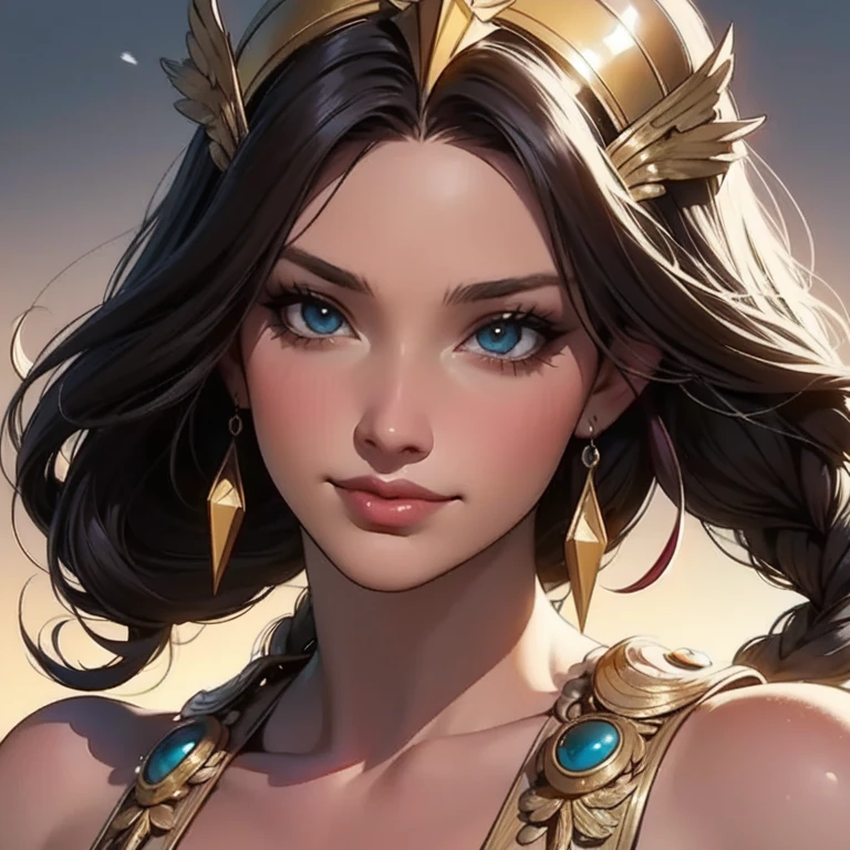 Best quality, 30 year old woman, huge breasts, black hair, blue eyes, skimpy, sunset, upper body, sexy, angelic, golden glow, thin mage robes, 