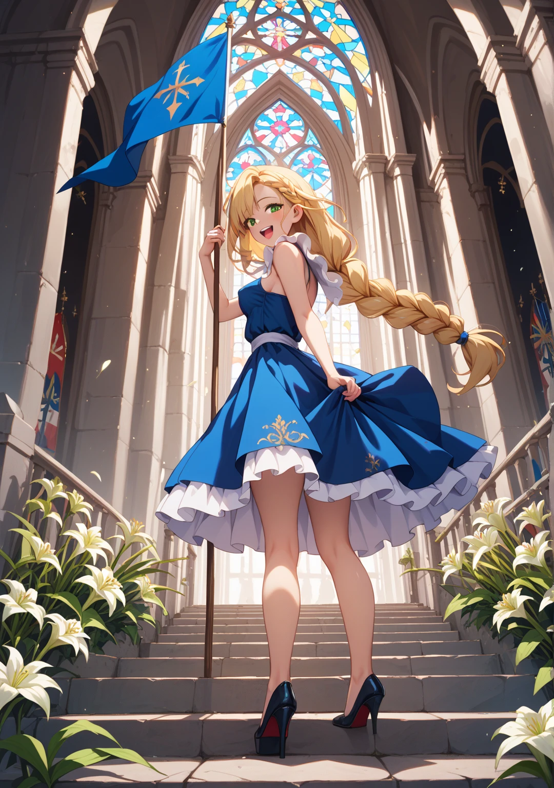 1girl, solo,(best quality),(masterpiece:1.1), full body, dynamic angle,  looking_at_viewer, neck_ribbon, cute, clear facial skin,