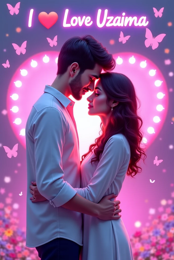 "Love" latter spelling style dinemic photo with man and girl