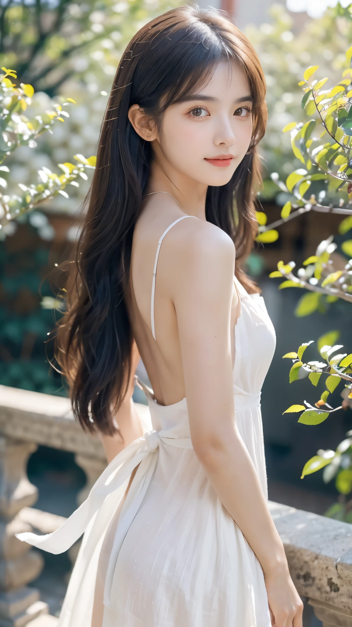 High quality、masutepiece、超A high resolution、(Photorealistic:1.4)、Kyoto Beauty、japanes、Japan Dress、skirt by the、(Thin eyebrows:0.2)、(thin lipss:0.8)、(small nose:0.8)、Appearance without makeup、walk、cowboy  shot、(the perfect body:1.2)、(small nipple:0.7)、Kyoto background、By Michelangelo、ulzzang -6500-v1.1