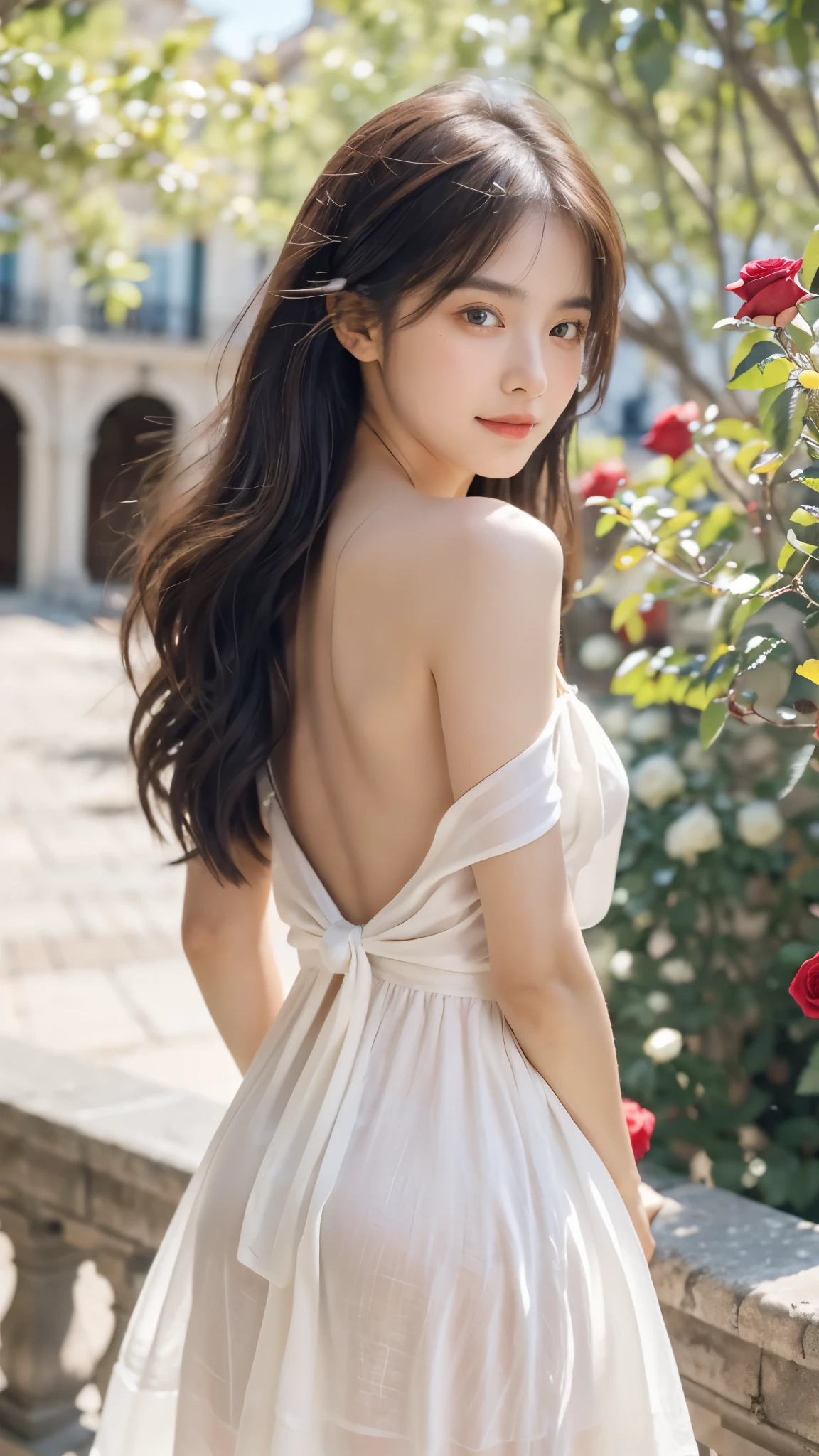 ,巨作, 品质最佳,8K, UltraHighResolution,cinematic lighting,A girl with closed eyes, Leaning back, Close-up shot, surrounded by peony flowers, above the shoulders closeup --ar 16:9 --q 1 --niji 5