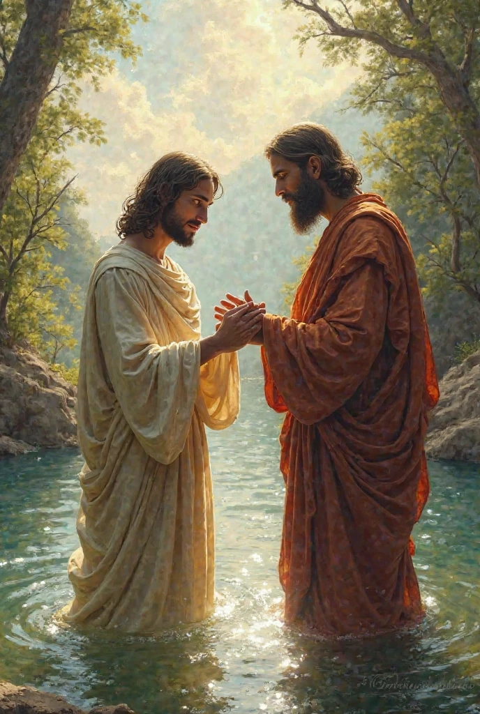 Jesus being baptized by John the Baptist 