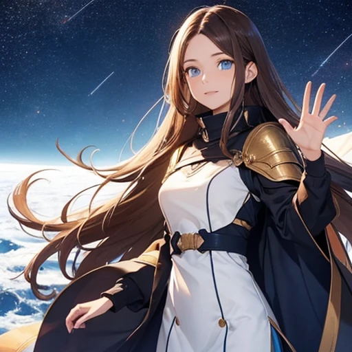 Hero of Justice、Large Breasts、Big eyes、Cute Face、Flying in space、Cape