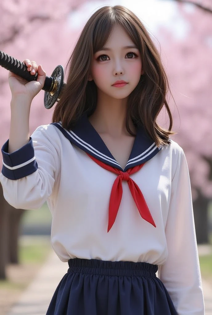(RAW photo:1.2), (photorealistic:1.4),(masterpiece:1.3),(best quality:1.4),ultra high res,(detailed eyes),(detailed facial features),(detailed clothes features),HDR,8k resolution, solo focus, bangs, skin tight, (shiny skin),(slender girl),dreamlike,
(extreme detailed illustration),check commentary,commentary request,scenery,no text,
VirtualGirl-Rin, small breasts, bob hair, short hair, brown hair, brown eyes,
student,JK, schoolgirl,
1girl, upper body,
black choker,
white japanese school uniform,
sailor suit,
dark red pleated skirt, stockings,
sneakers,
happy,smile,