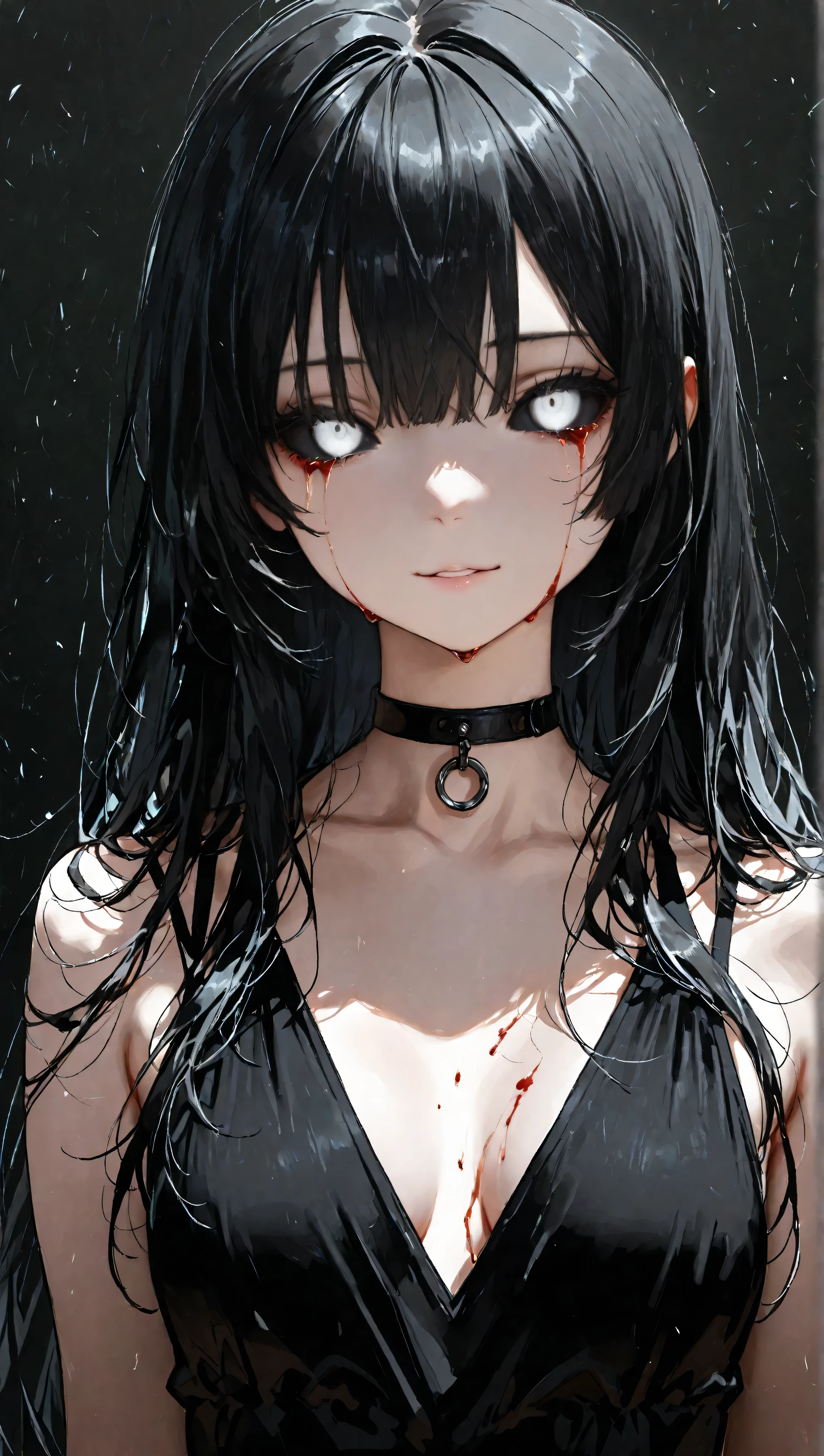 (mieruko:1.3), 1girl, scared, tears, sweat drips, yellow detailed eyes, long black hair, big eyes, (open mouth:0.1), detailed pupils, hdr shadows, bra, ((((pain)))), (((blood))), (((tortured)))