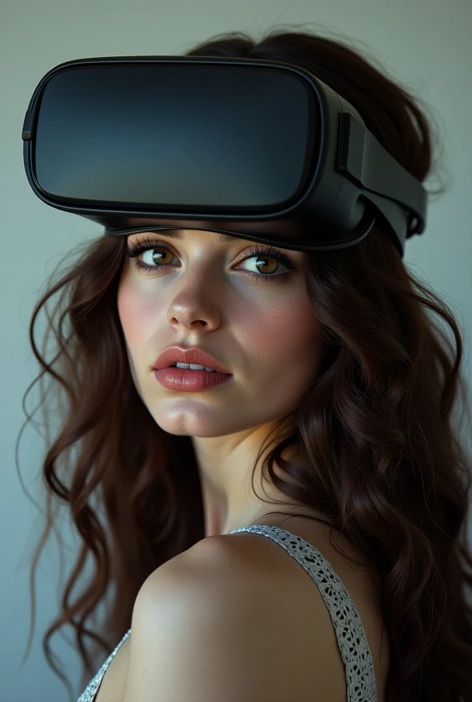 best quality, head-mounted display,
(1 girl, solo), exposed waist, exposed thighs, surrounded by azure neon, floating red hair, NodesTech mascara, NodesTech headdress, long hair, ethereal red hair, red hair, crop top cyborg armor,
BREAK sci-fi background, detailed background, azure neon background, data space