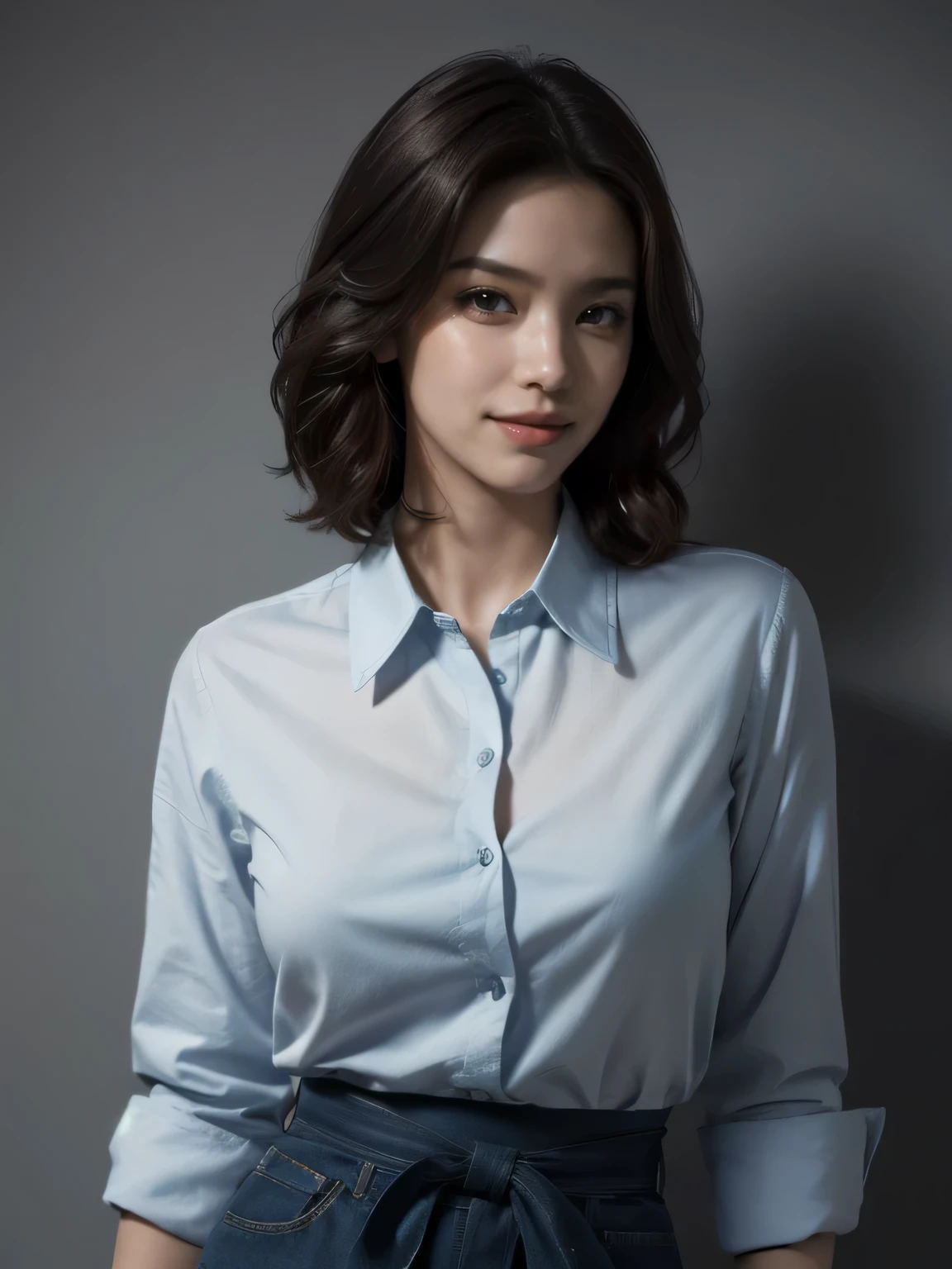 (highest quality,8k,masterpiece),
日本人Mature Woman,40 years,Mature Woman,Pure white skin, Tabletop、Top view from chest、
Full breasts、 ((White collared blouse))、((Navy blue tailored jacket))、Navy blue tight skirt、Brown short bob、
,A gentle smile、A gaze that seduces viewers、In-house offices、