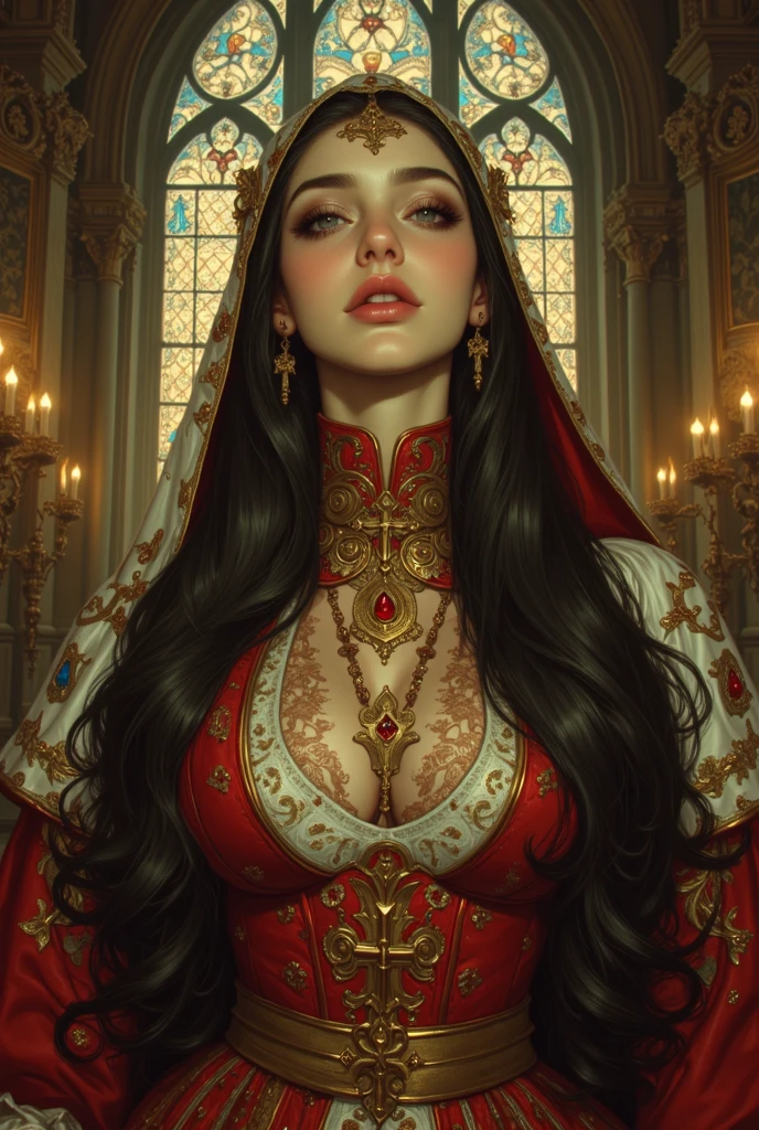 A woman with red headscarf,red lips,arabic inspired,moroccan queen,traditional makeup,egyptian makeup,(best quality,4k,8k,highres,masterpiece:1.2),ultra-detailed,(realistic,photorealistic,photo-realistic:1.37),intricate details,dramatic lighting,vibrant colors,chiaroscuro,oil painting