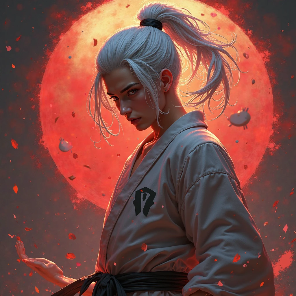 tiktok girl, (from_side:1.3) (standing:1.22) white hair , side_ponytail , victorian-era , red (bathrobe) , in lava, molten , jewelry, (full_body:1.4), (realistic:1.4), masterpiece, high quality, realistic lighting, center of frame, 8k, hdr, amateur, (freckles:0.84) , professional photography, masterpiece