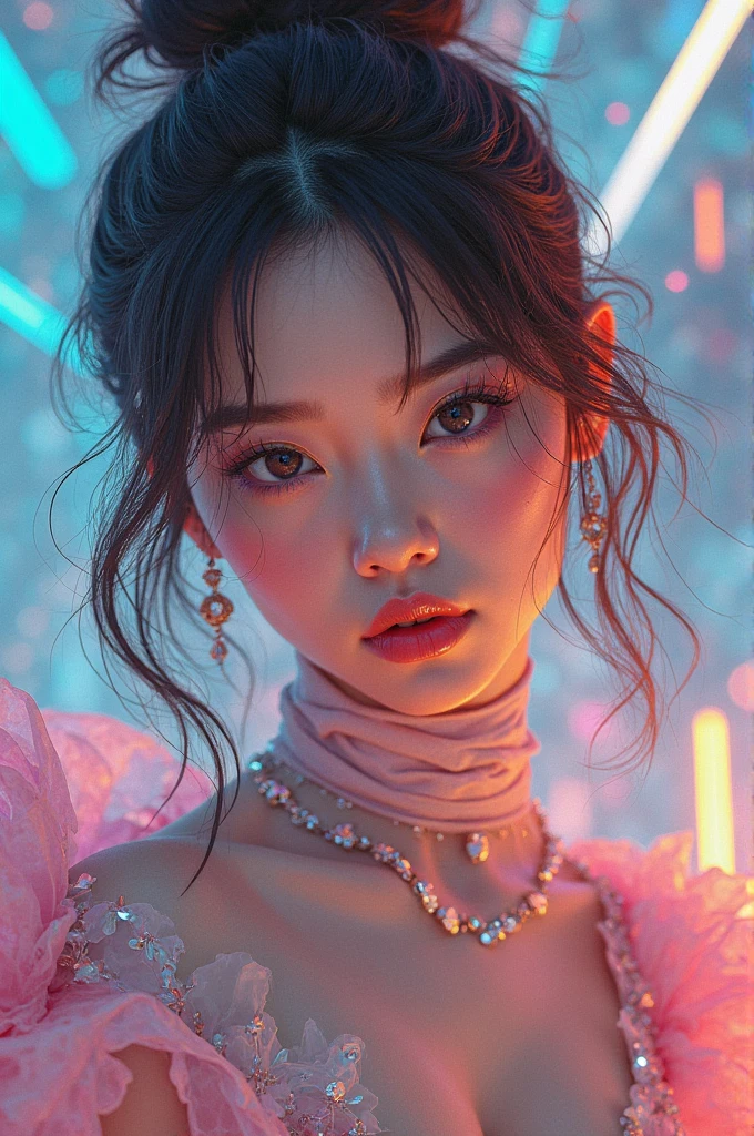 (ultra-detailed,photorealistic:1.37),(best quality,4k,8k,highres,masterpiece:1.2),portraits,vibrant digital artwork, Tumblr-inspired digital art, energetic fan art, a close-up of a person wearing a headband, Lo-fi style artwork, Guweiz-inspired masterpiece, new vaporwave aesthetics, colorful digital painting, cyberpunk anime-inspired artwork, Hallyu idol portrait, Cheng Yen-chun, digital anime illustration, NFT portrait, cyberpunk anime art.