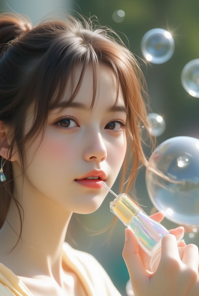 blowing bubble gum, green bubble gum,young girl, abstract dream, space, intricate, grand scale, alone, cinematic film still, insane detail, sharp focus, depth of field, realistic lighting, (realistic perspective), complex, (multiple subjects), 4k HDR, <lora:add_detail:0.5> <lora:more_details:0.25> <lora:FantasyWorldV1:0.25>