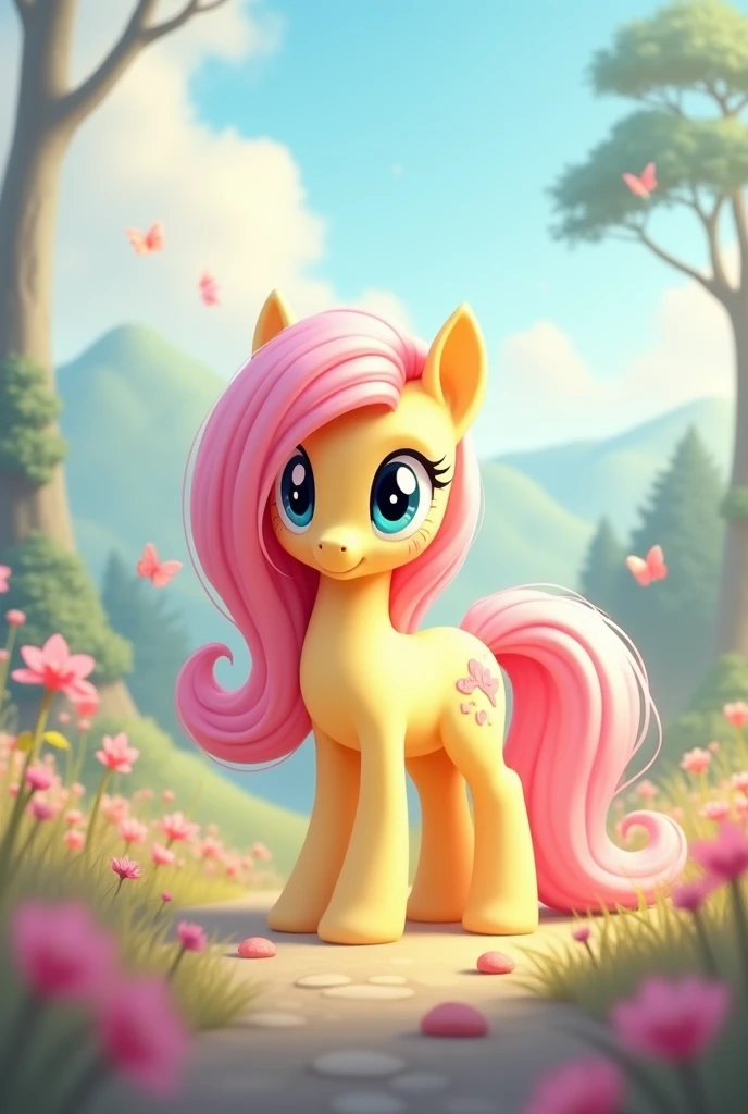 Fluttershy, cute, feral, butt, looking back, wallpaper, cute, blushing, looking at you, smiling, suggestive, hearts, wings, score_9