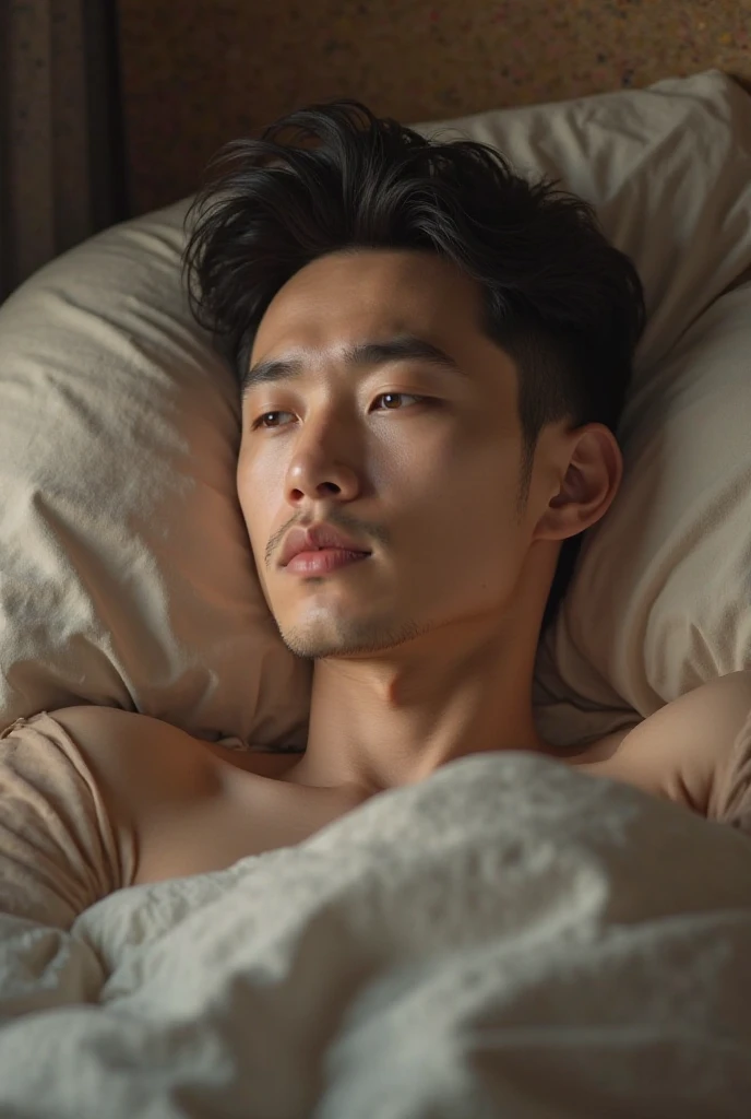 naked man , Asian guy , Lie on your back. , Lick the body ,5-man muscle , hug and kiss , big penis, See Dongkachut., Thrilling
