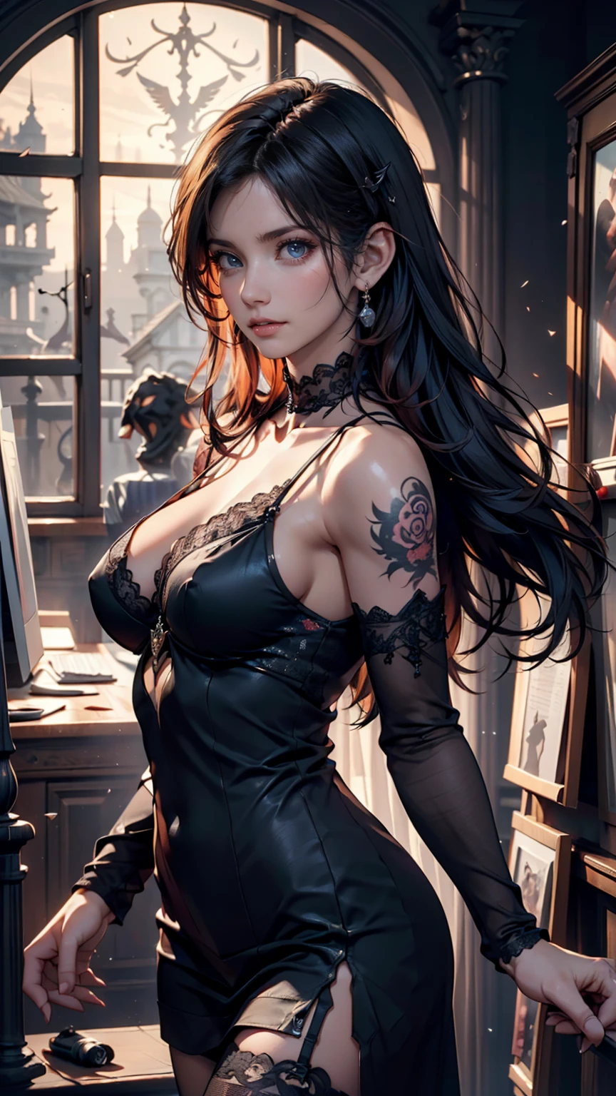 A woman wearing lingerie, sleeveless, long hair, dynamic pose, 3d, (8k), detailed texture,(hyperdetailed), (photo realistic), cinematic light, cinematic action, highly detailed, realistic, Isometric, full body, in frame, driven expression, dark theme, (extremely detailed eyes), detailed symmetric realistic face, extremely detailed natural texture, masterpiece, extremely detailed, amazing, fine detail, rich colors, hyper realistic lifelike texture, dramatic lighting, unreal engine, trending on art station, photo realistic, RAW photo, high quality, high res, sharp focus, extremely detailed, cinematic lighting, 8k, high definition, cinematic, neoprene, unreal engine 5, ultra sharp focus