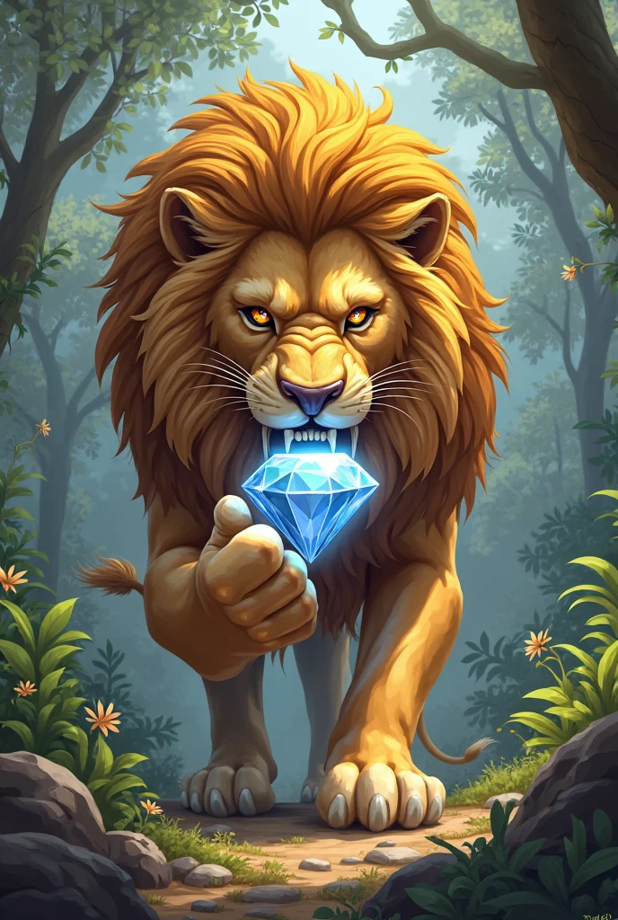 Simba bowing down to a emerald