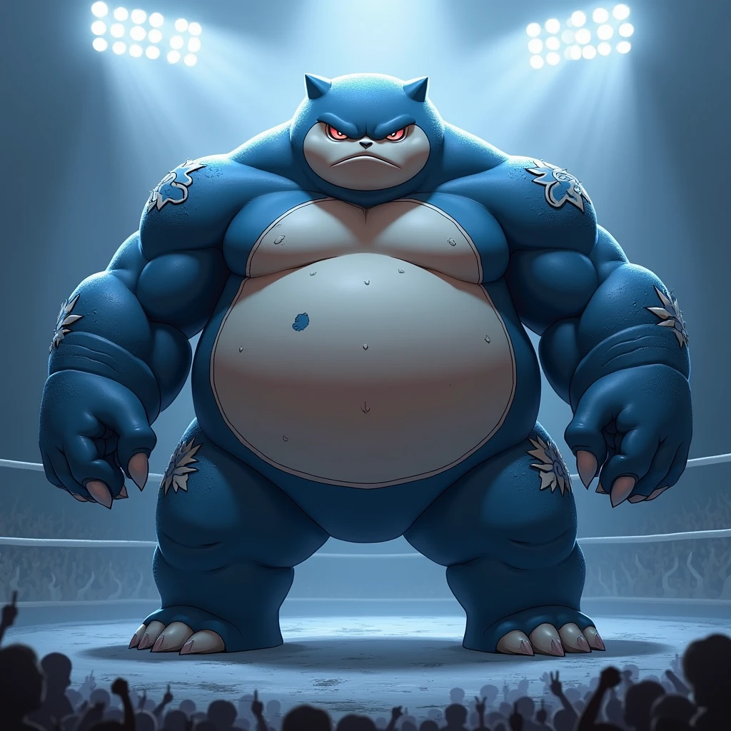 Fat cartoon tunafish dressed like WWE wrestler yokozuna
Fat cartoon tunafish fish body. Cartoon tunafish fish head. Cartoon tunafish fish face. Cartoon tunafish fish arms. Cartoon tunafish hands.
Fat sumo. Bulky. Shirtless.
Red pants. Black Mawashi. Black sandals.
Black man bun hairstyle.
Standing in a wrestling ring.