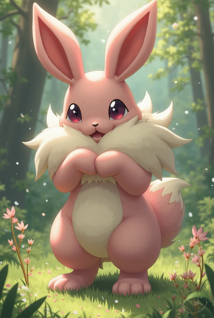 Espeon, pokemon, smile, forest, feral, quadrupled, best quality, hi res, masterpiece, absurd res, highly detailed, impasto, digital media \(artwork\), (simple background), winter, snow, forest BREAK, solo, nude, full body, pink fur, pokemon \(species\), glistening body, looking at viewer, blush, butt, feral limbs, butt focus, detailed fur, close view, soft butt, by nikkibunn, by zonkpunch