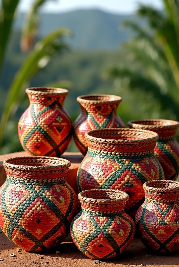 Create images of pot painting hard and beautiful pot with beautiful colours tribal art