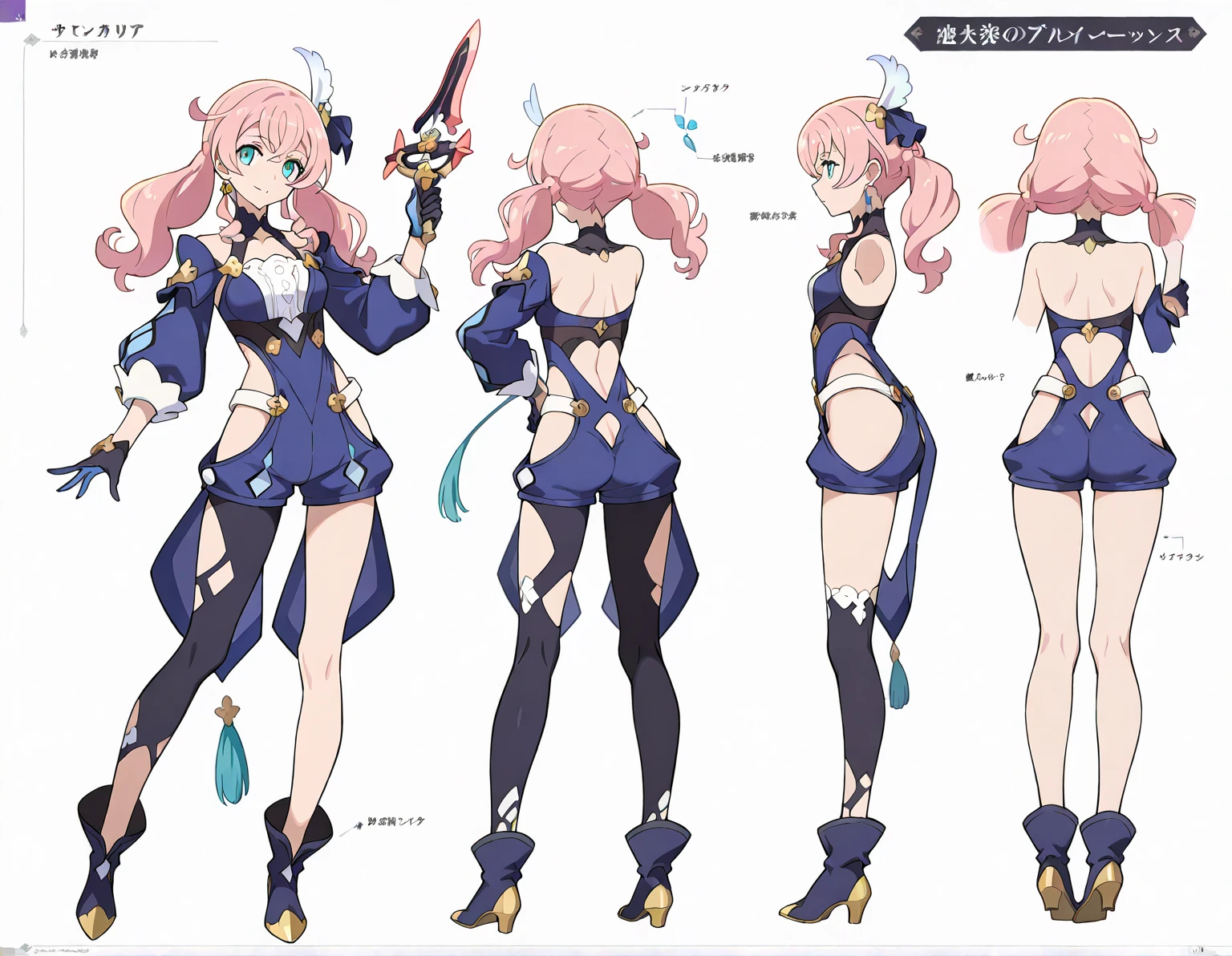 anime - style image of a character with a variety of hair and accessories, anime set style, anime character reference sheet, fantasy uniform, flat anime style, anime full body illustration, full_body!!, complete detailed body, extra detailed body, anime vtuber full body model, soft anime illustration, anime style character, clean detailed anime style,