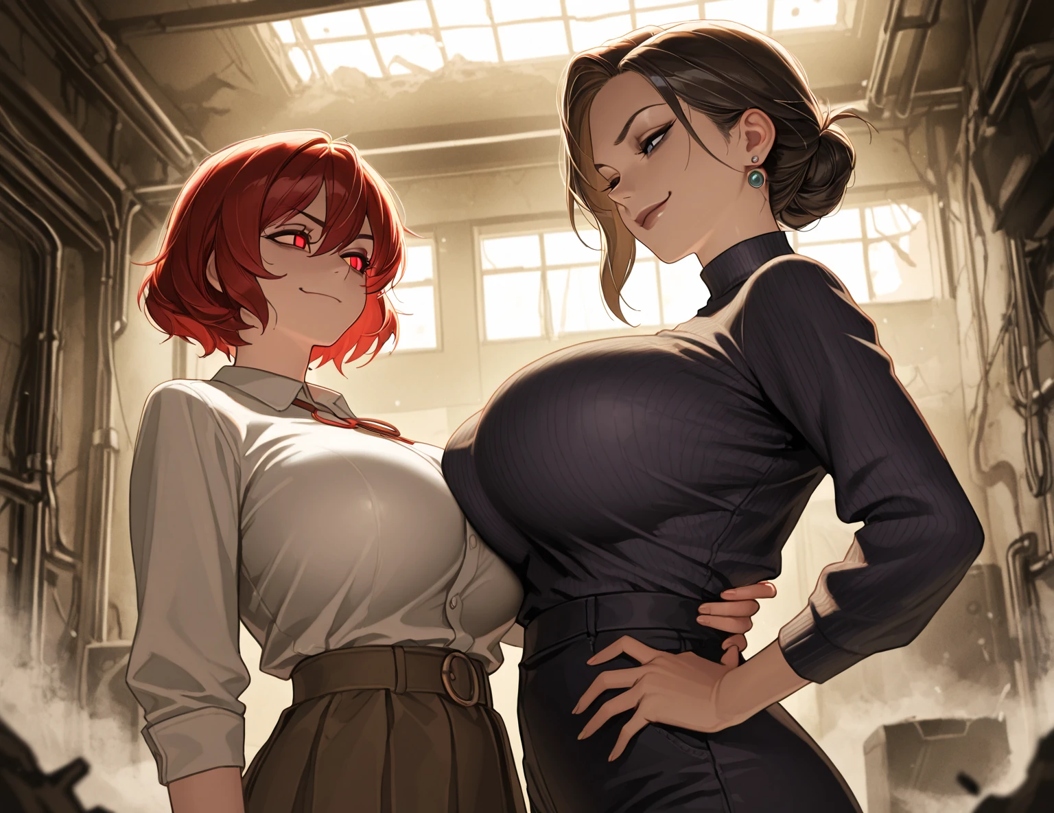 (((1 girl naked))),((The Old Wanderer's Clothes)) , (((8K,2 thousand.))),(tmasterpiece))), (((beste-Qualit))), (Ultra-detailed) ((highly detailed CG illustration)), ((Extraordinarily gentle and beautiful face)),,a 1girl,( ConceptArt) , , (tmasterpiece:1.2), (beste-Qualit:1.3), (One backstory, whitebackground: 1.3),(((CHARACTERS OF THE POST-APOCALYPTIC WORLD OF THE WASTELAND))), ((( Post-apocalyptic wasteland))), ((( Extremely embarrassed face))),, ((((Very red embarrassed face) ))), (((hides large breasts))), ((((hid around the corner)))) , (((hide-and-seek))), ((grimalkin)),((((leaning )))), ((((The eyes are drawn in the style of manga)))),(( The viewer between the legs )) , ( big breastes), ( red hair and eyes in the style of manga) , ((Chest shakes when running)), ((((The most agitated face with fear)))), (((The brightest blush on the cheeks))) , sad eyebrows,