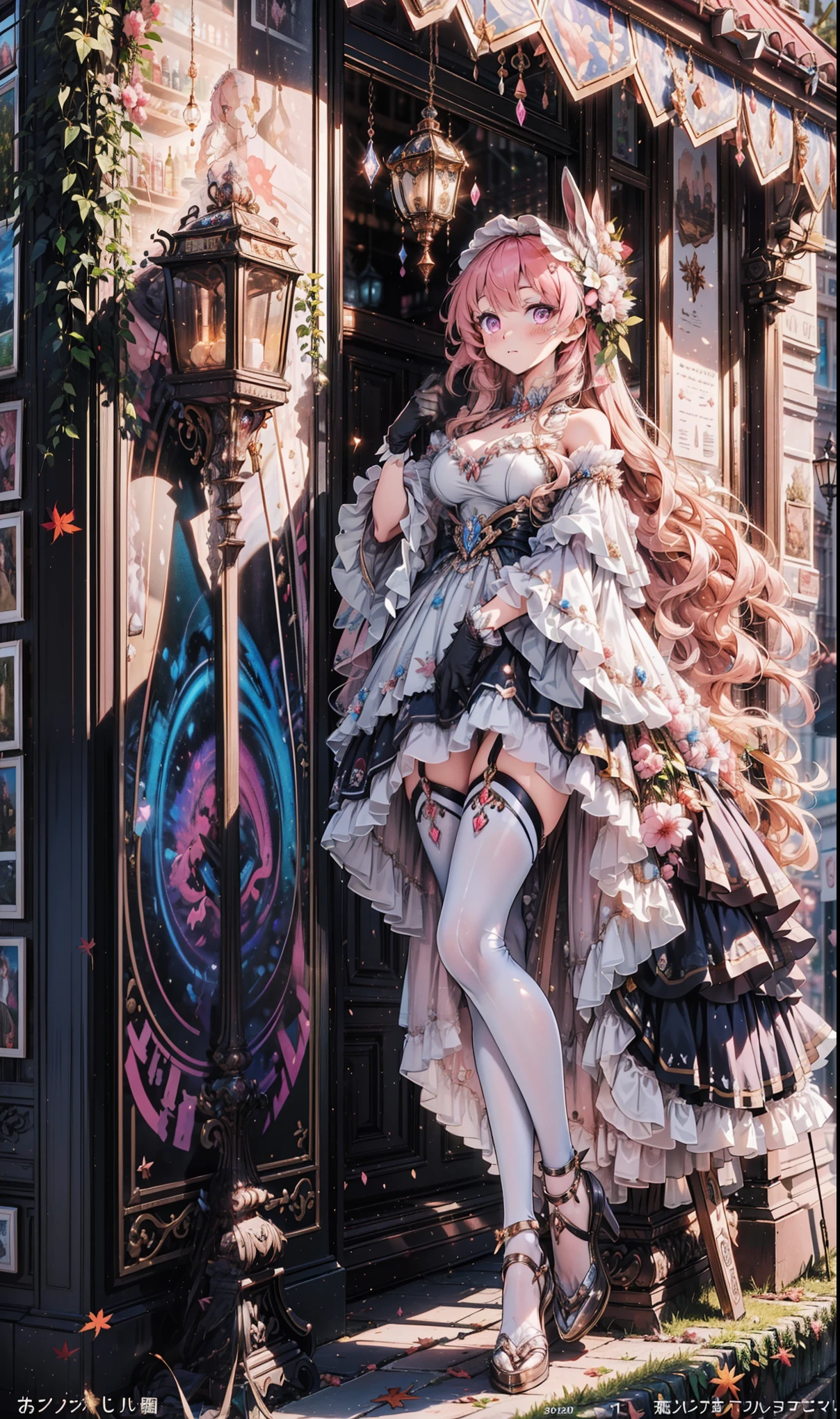 1 pretty woman ,( masterpiece, High Quality , very detailed description , incredible high resolution, high quality animated comics ),( Bunny Girl, off-the-shoulder pink leggings , Body stockings, Black Gloves , mesh socks),(Vortex Eyes :1.5, purple eyes , bridle :1.3,Hypnosis, Glamorous Body, Dark face , then expressionless ,Autumn in, manipulated , beautiful legs , Healthy legs,), :1.3, full body shot , Moving image :1.5, battles between magic warriors :1.5, Magic Lamp ,background: Wonderful World , Magic Arrow , Magic weapon ,ぼやけたbackground, motion blur :1.5 , speed line