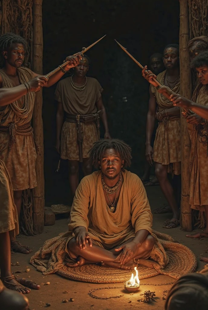 Five half-naked African slaves tied with a rope, descendant un escalier, tristesse dans les yeux, Whole naked body chained with wrought iron chains, no clothe, pas de coiffe, cheveux noirs, Dynamic scene from the movie Amistad, looking at the 50mm camera, Realistic photo HD, Diffuse light, Rebel Republic Environment, , hyper detailed, Whole size, Plusieurs hommes et femmes esclaves debout, loin cloth, esclaves, Himba, corps entiers, all are chained, chaines en fer, Hands tied with a large rope, Homme africain, Enslaved humans, Screenshot of movie 300, Samuel Jackson, africain, The man has black skin, Scene from the movie Amistad, dark-skinned, pagne