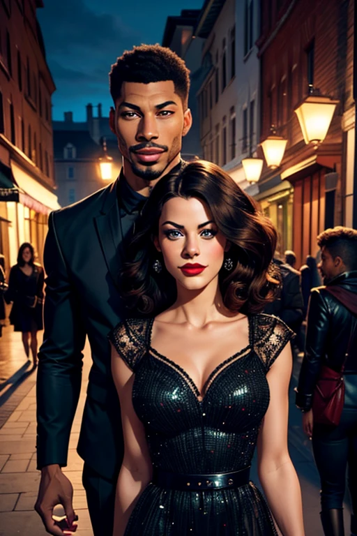 couple caught leaving restaurant together  in new York,lots of people around, security guards, new York, leave restaurant ,celebrity, intense smoldering, very sharp, Olivia Rodrigo, brown skin man ,they's sad, in london, art masterpiece, reuters, london, sleek head, smoldering, menacing!!!, mario testino, gorgeous, surprising, artwork masterpiece, early evening, winter ,intense look