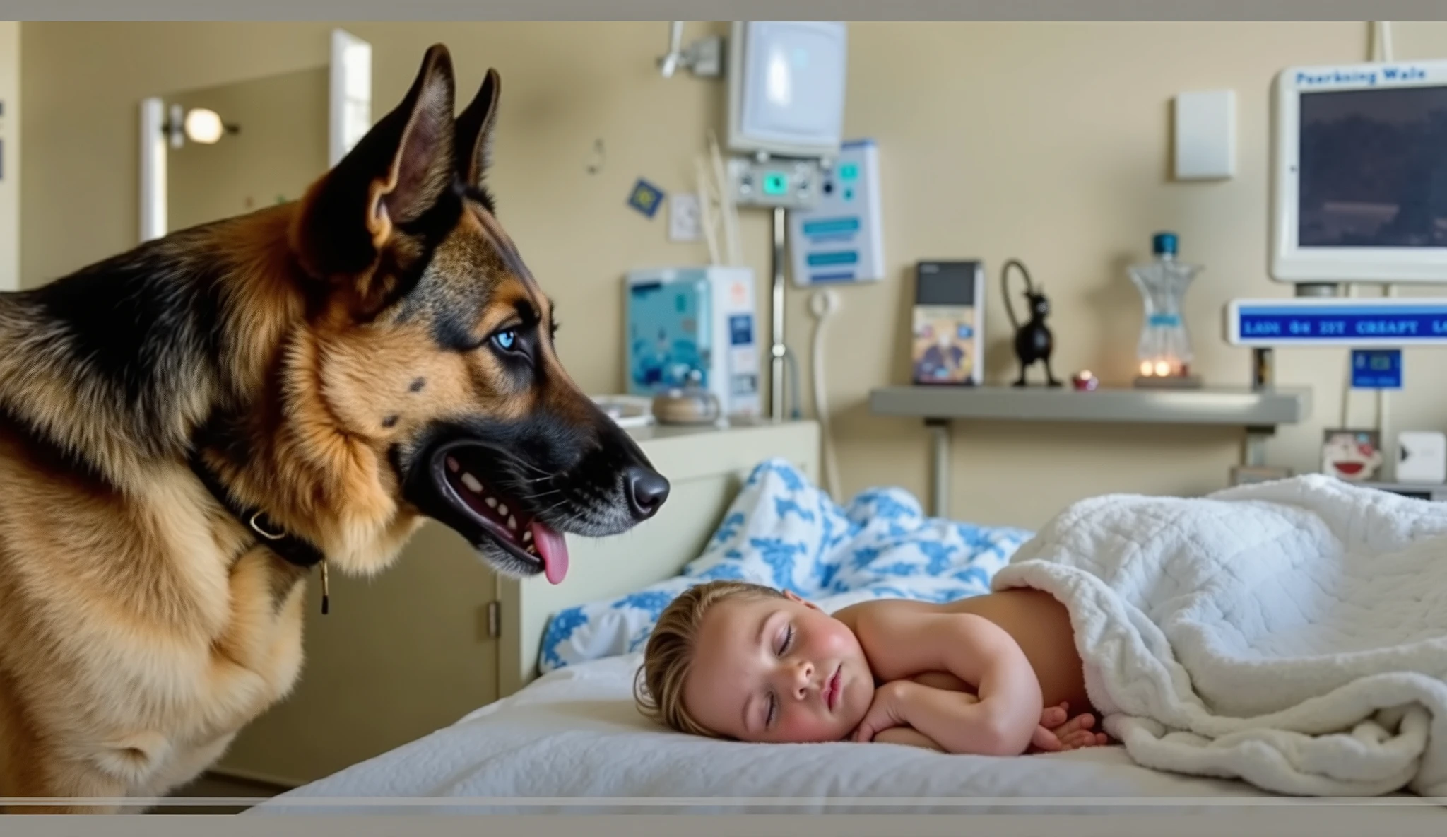 Create a hospitalized child and his friend accompanying him. Make the image black and white.