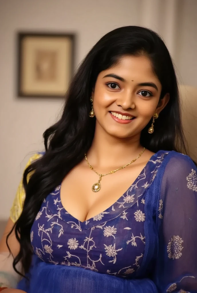 beautiful cute young attractive indian teenage girl, village girl, 1, cute, Instagram model, long black_hair, colorful hair, indian, huge big breasts with yellow bra, little smiling, smooth face very realistic