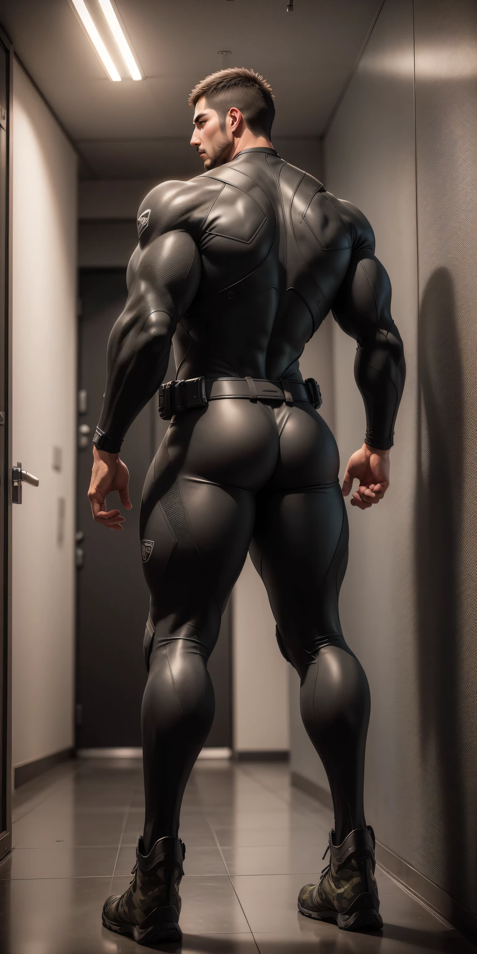 [from behind]::2,a gay man in [overknee boots]::4,shirtless,full body,in the style of romantic manga --auto --s2
