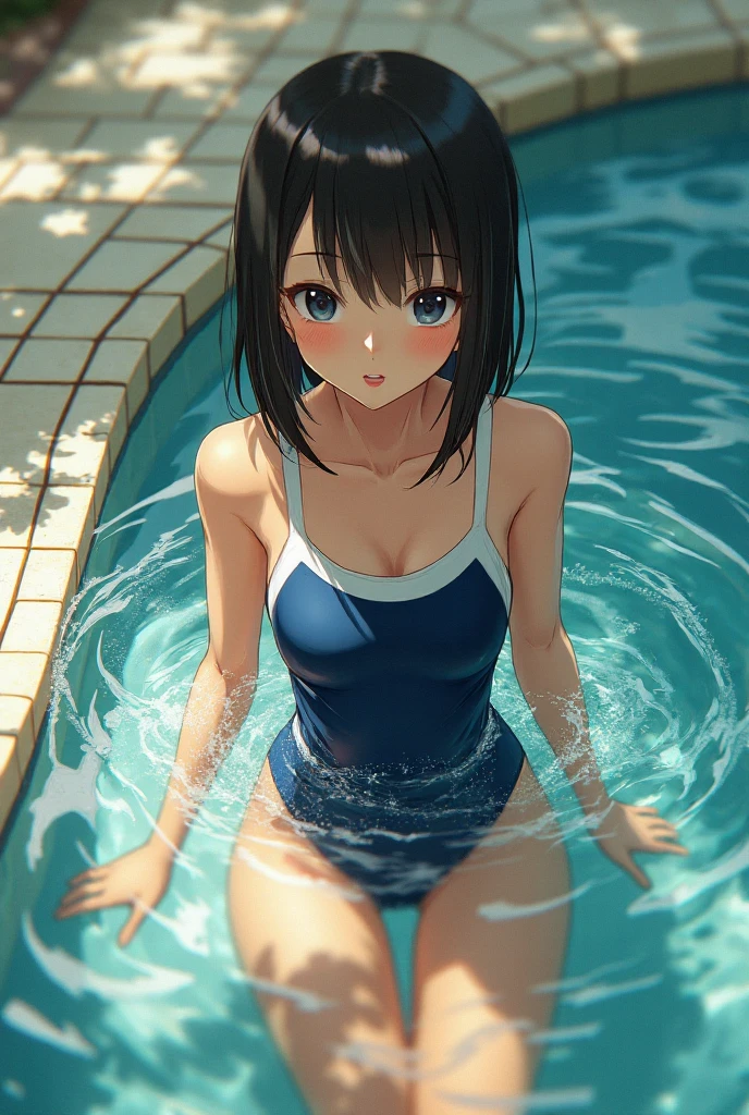 8K quality,(super masterpiece:1.3),Highest quality,Detailed Images,1 female,symmetrical beauty,Sagasawa Fumika,10th Generation,Medium build,(smile,smile),(Black Hair,Long Hair,hair band),(Thick eyebrows,Thick eyebrows),(Droopy eyes,Green Eyes,Green Eyes,Bright Eyes),(Large Breasts,F cupの胸),Tan Skin,(School Swimsuit),(Draw the whole body,Sit with your knees bent,Sitting on the ground),(background:Deep Underwater,Full body in deep water,Fantastic underwater),(Face directly towards the camera,Looking directly at the viewer,looking at the camera,The body faces the viewer,The body is facing the direction of the camera,Face looking straight into the camera).