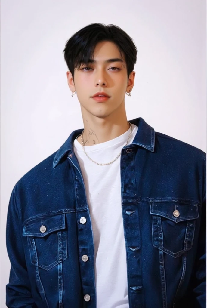 arafed man with a shirt on and a necklace on his neck, cai xukun, Jinyoung Shin, Jungkook, Kim Doyoung, handsome androgynous prince, androgynous person, pintar ulzzang, hyung tae, Tae June Kim, estilo de seb mckinnon, Jinyoung Shin aesthetic, Yanjun Chengt, inspirado em Yanjun Cheng, profile picture with headshot, inspirado em Jeon Jungkook, hyung tae kim