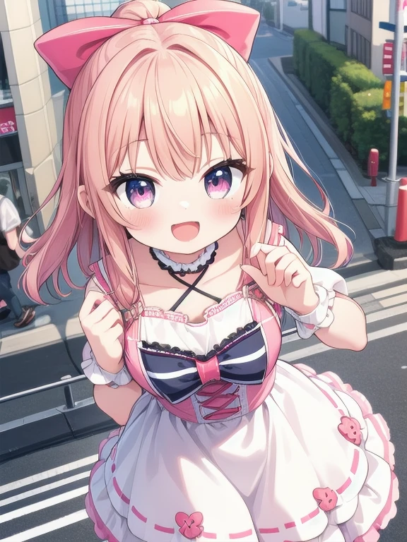 (super fine illustration:1.2),(masterpiece, 8k), (best quality, high quality:1.4), perfect anatomy, hyper detailed, ultra detailed,masterpiece background,beautiful detailed background, v8k wallpaper,perfect design,award-winning art,atmospheric,
BREAK, 1 beautiful girl, Solo,(Cute:1.5),(Chibi:0.8), (kawaii:1.5),(:0.5), BREAK, (girl, Cute, Cheerful, face, medium breasts:1.2),(Pink hair,disheveled short twin tails,tareme,Gold eyes:1.2),gleaming skin,Clear skin, cleavage of the breast,Beautiful , gleaming skin,Clear skin, Beautiful skin,( A smile:1.5),(best quality face),(Top quality glowing eyes),(The best smile,:D:1.45),
BREAK, (smile:1.1), detailed one-piece dress, mini skirt, BREAK, (Amusement park:1.2), (attractions, theme parks, roller coaster:1.2), (ferris wheel:1.2), (flower, fountain:1.2), (outdoor:1.2), beautiful detailed sky, dating, sunlight, beautiful lighting, volumetric lighting,
BREAK,wakame,wakame,wakame,(dynamic angle, from front below:1.5) ,
BREAK,(Blurry background:1.3),(absurderes, hight resolution, Super Detail Art),cel shading,Clear Color, Lonely optical effect, Beautiful pictures, Bright glow, mystic atmosphere,(Close-up of girl:1.1), Mystical light particle effect,manga influence, clean line drawings,